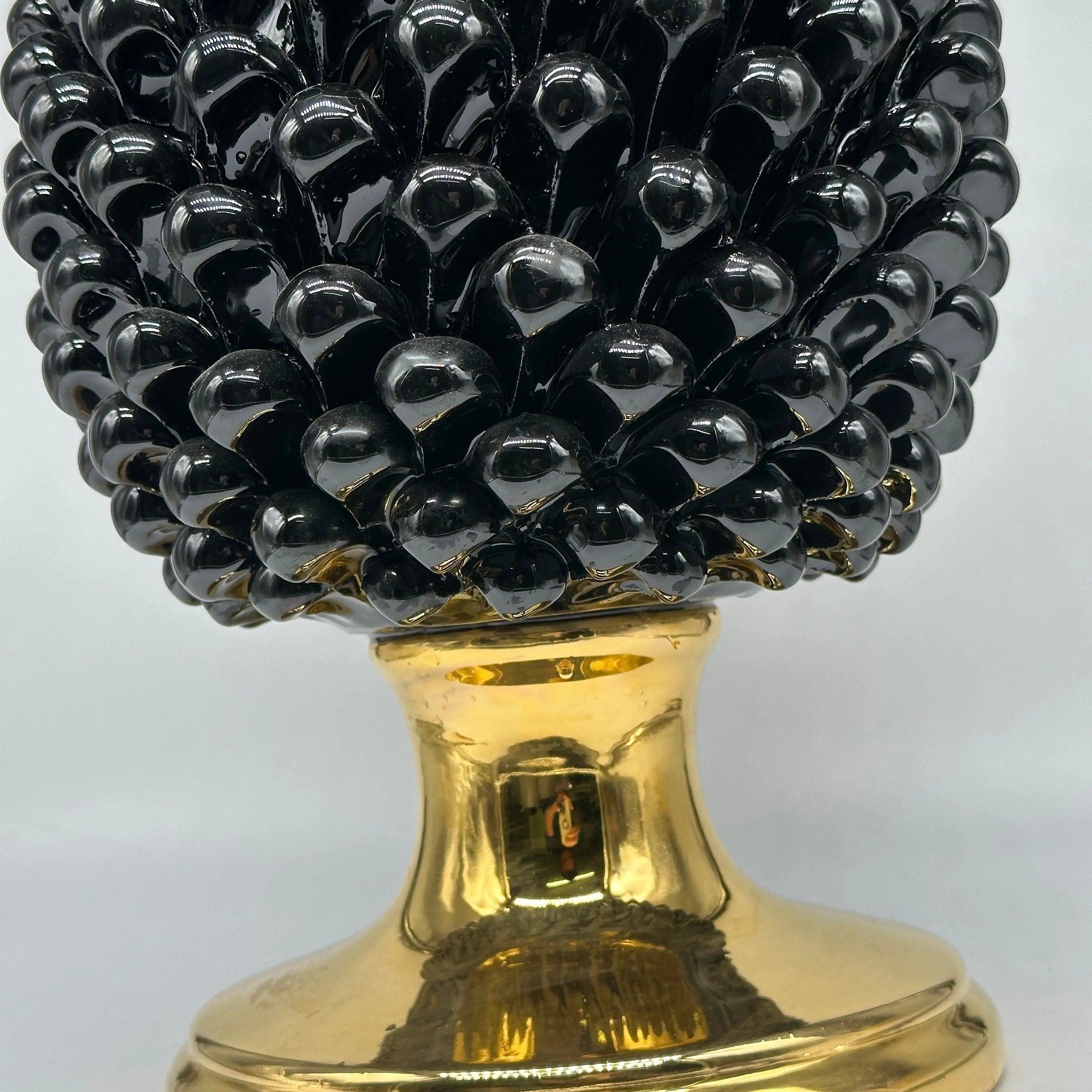 Pigna Aurum Ceramica Caltagirone cm H.40 Artigianale Nero DD CERAMICHE SICILIANE