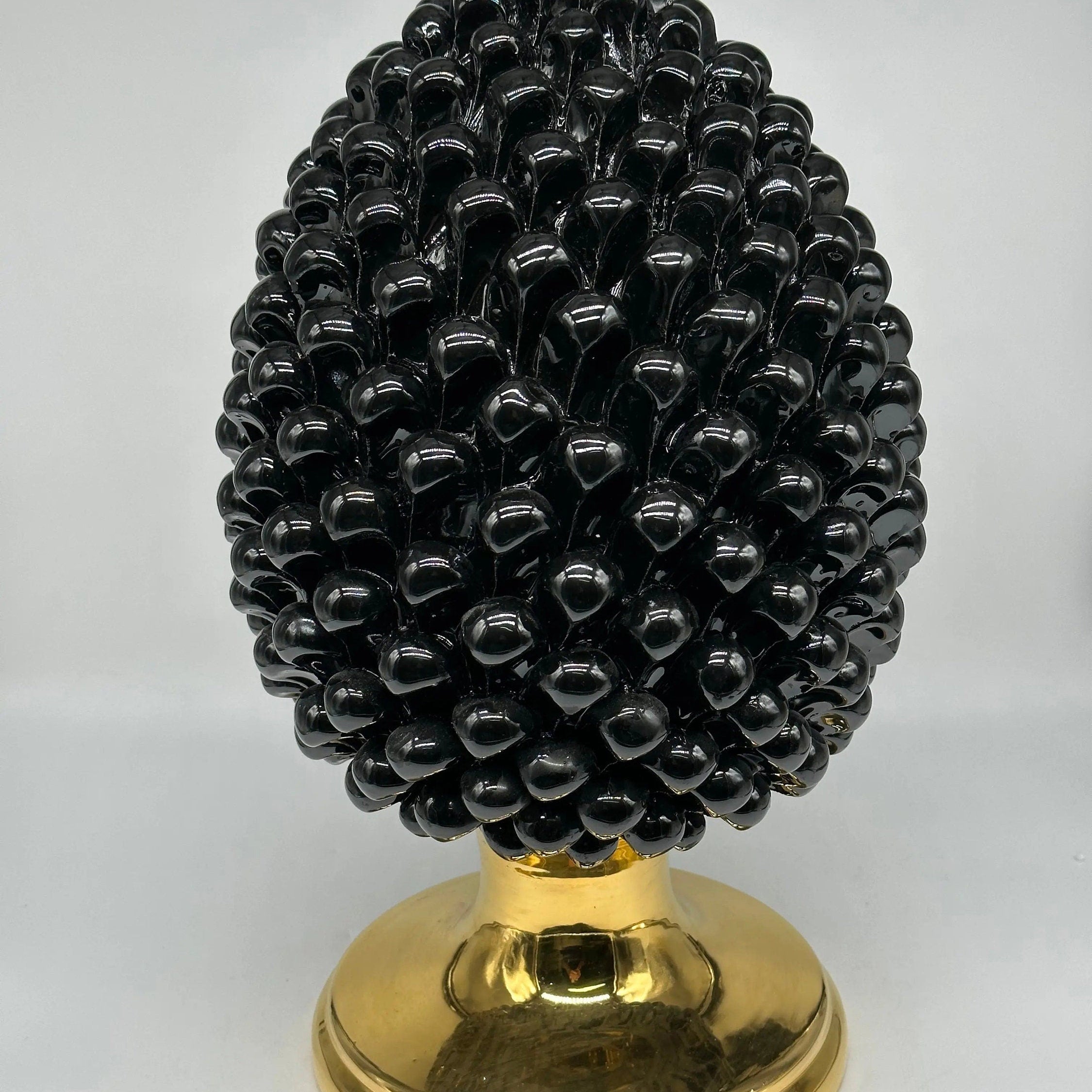 Pigna Aurum Ceramica Caltagirone cm H.40 Artigianale Nero DD CERAMICHE SICILIANE