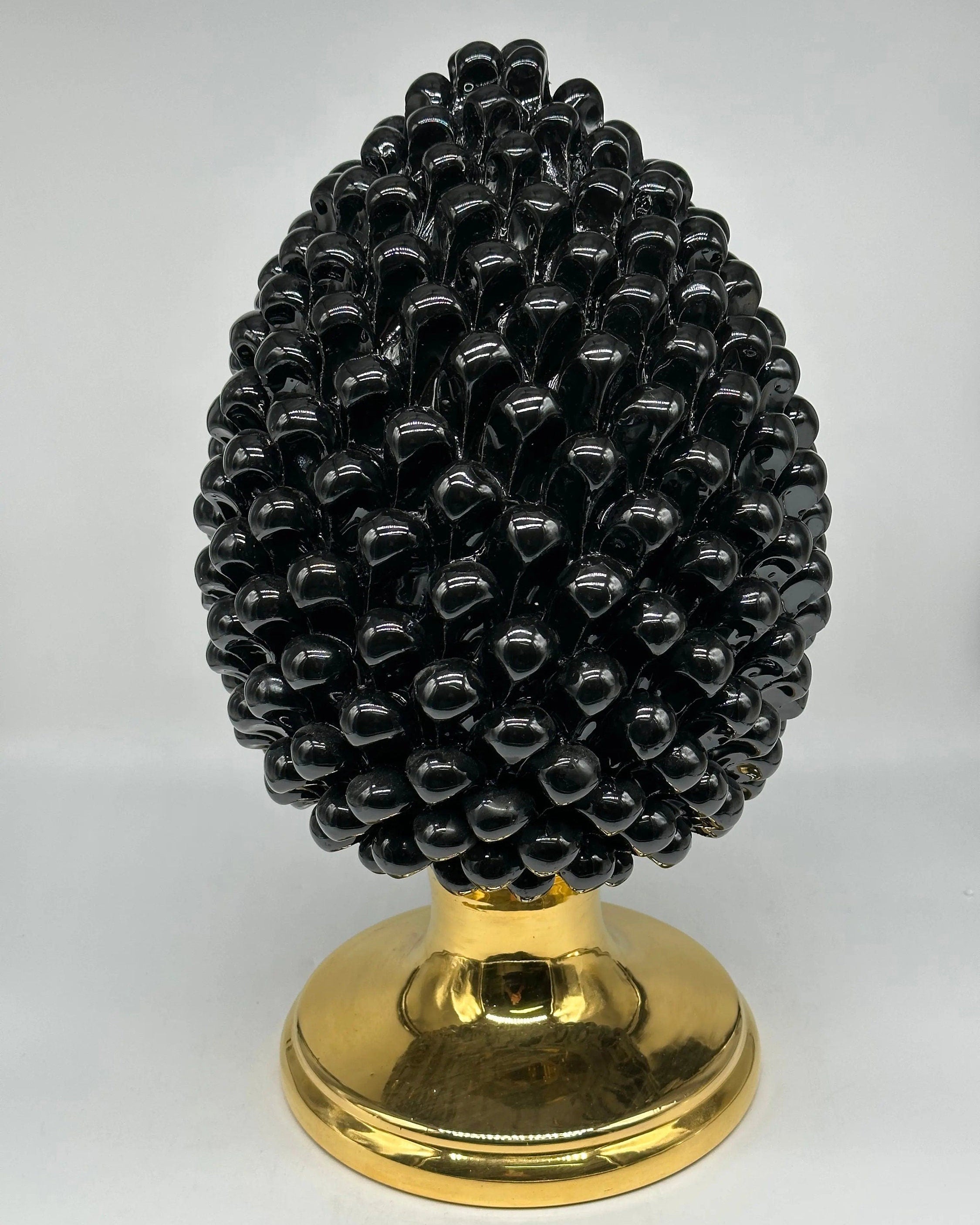 Pigna Aurum Ceramica Caltagirone cm H.40 Artigianale Nero DD CERAMICHE SICILIANE