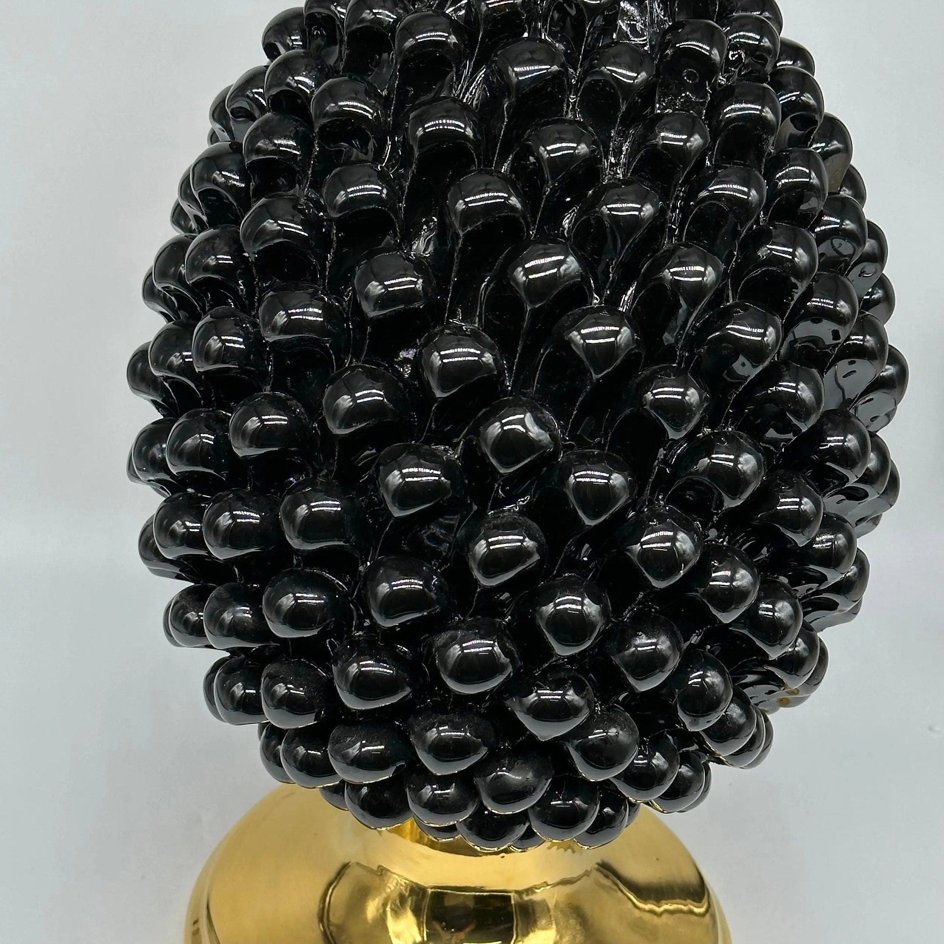 Pigna Aurum Ceramica Caltagirone cm H.40 Artigianale Nero DD CERAMICHE SICILIANE