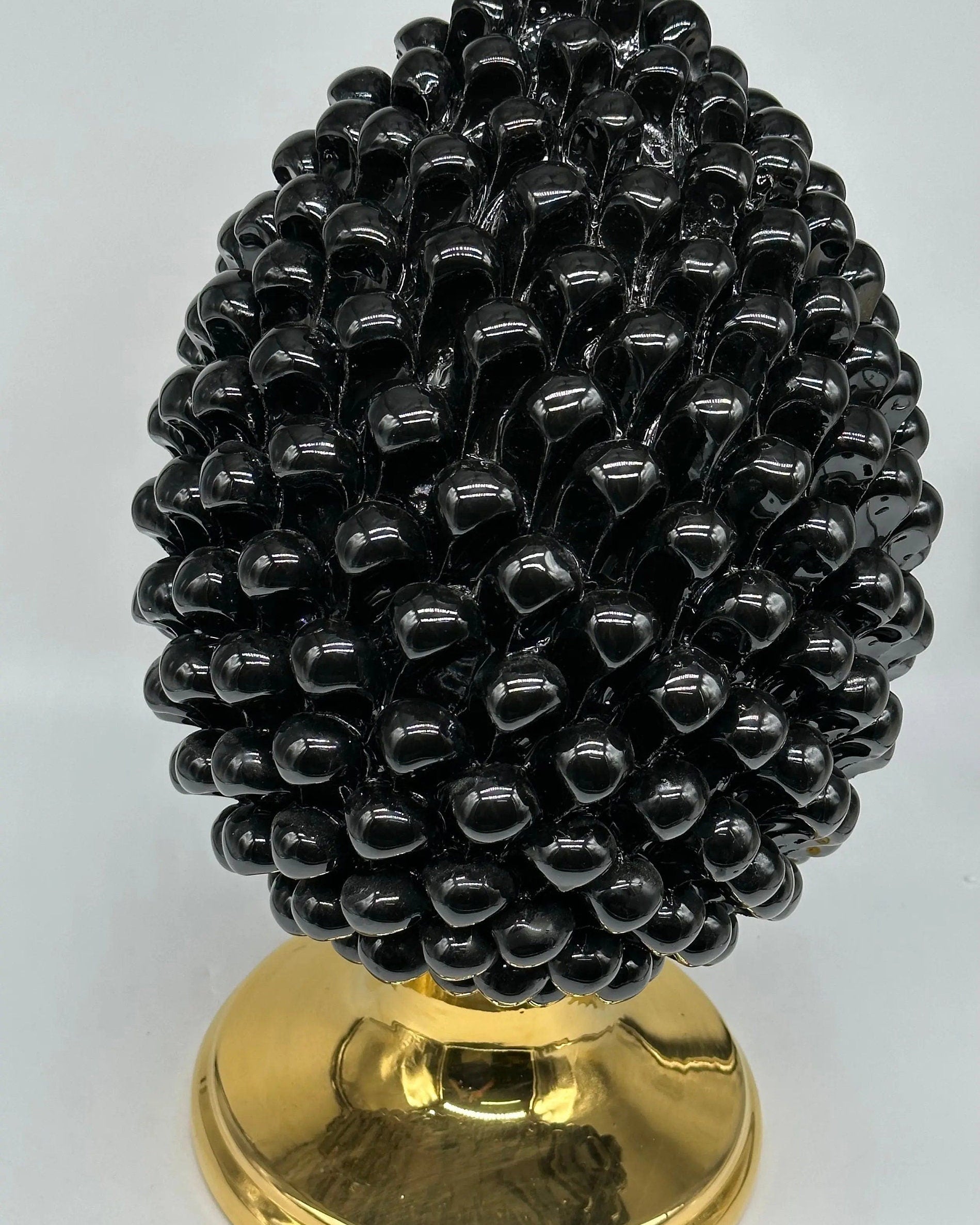 Pigna Aurum Ceramica Caltagirone cm H.40 Artigianale Nero DD CERAMICHE SICILIANE