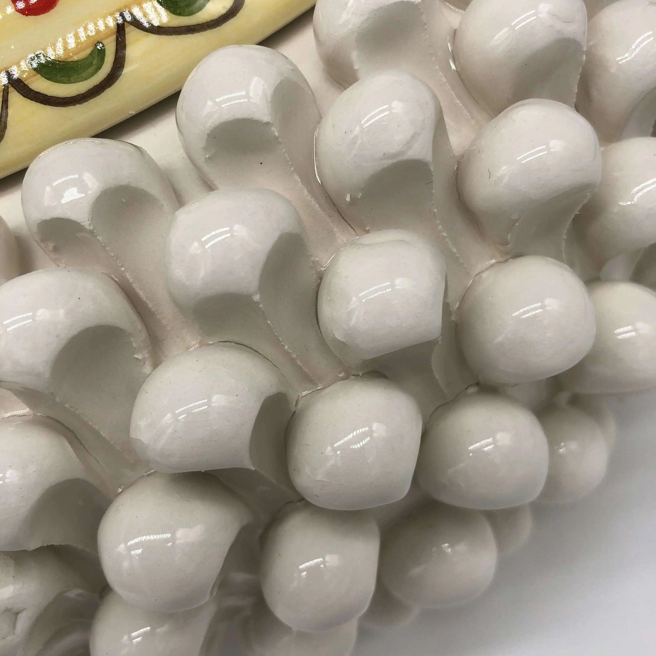 Pigna Biscottiera Decorata Ceramica Caltagirone cm H.23 L.25 D.14 Artigianale Bianco DD CERAMICHE SICILIANE