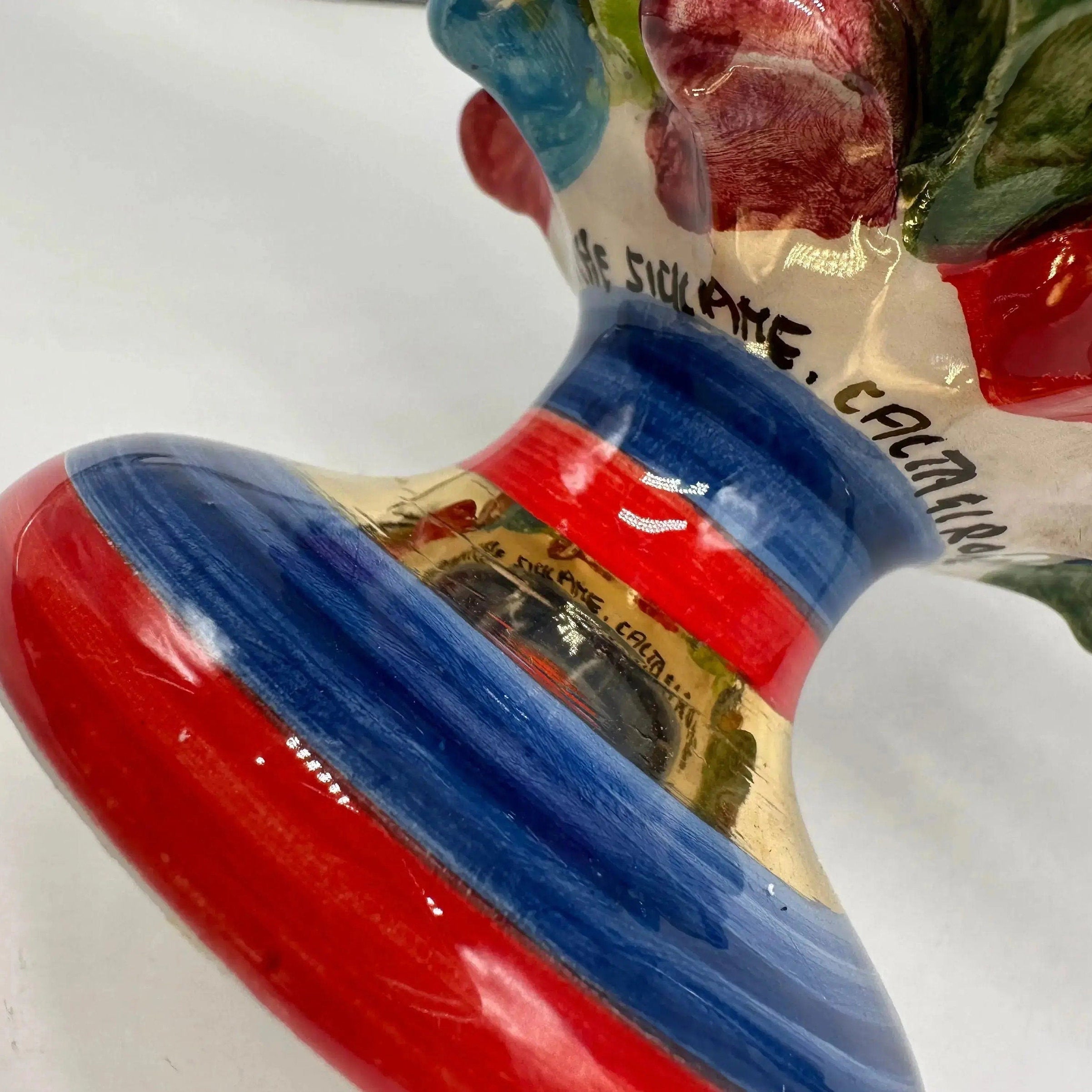 Pigna Ceramica Caltagirone Artigianale “LAETUS” Luxury cm H.20 Multicolor Oro DD CERAMICHE SICILIANE