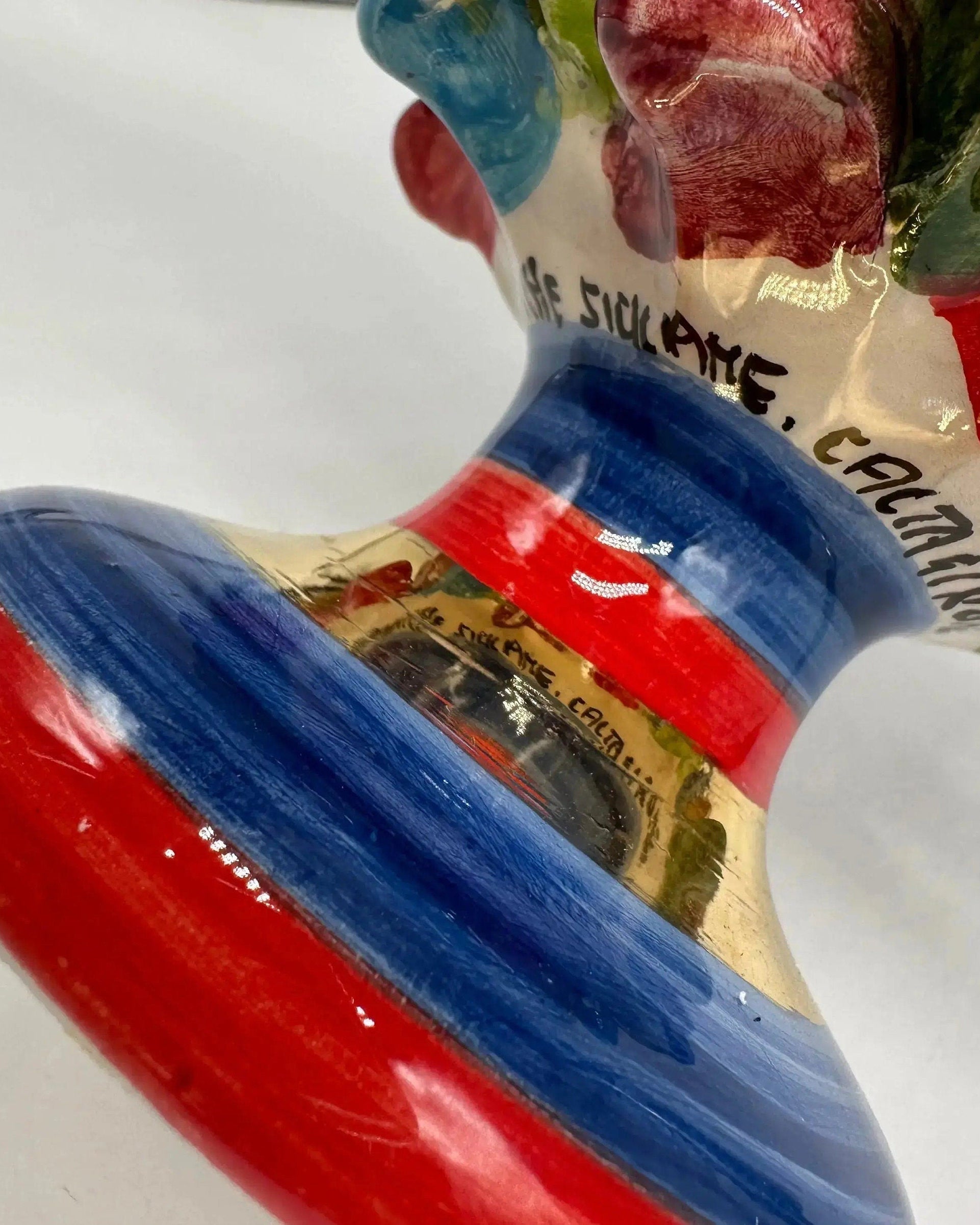 Pigna Ceramica Caltagirone Artigianale “LAETUS” Luxury cm H.20 Multicolor Oro DD CERAMICHE SICILIANE