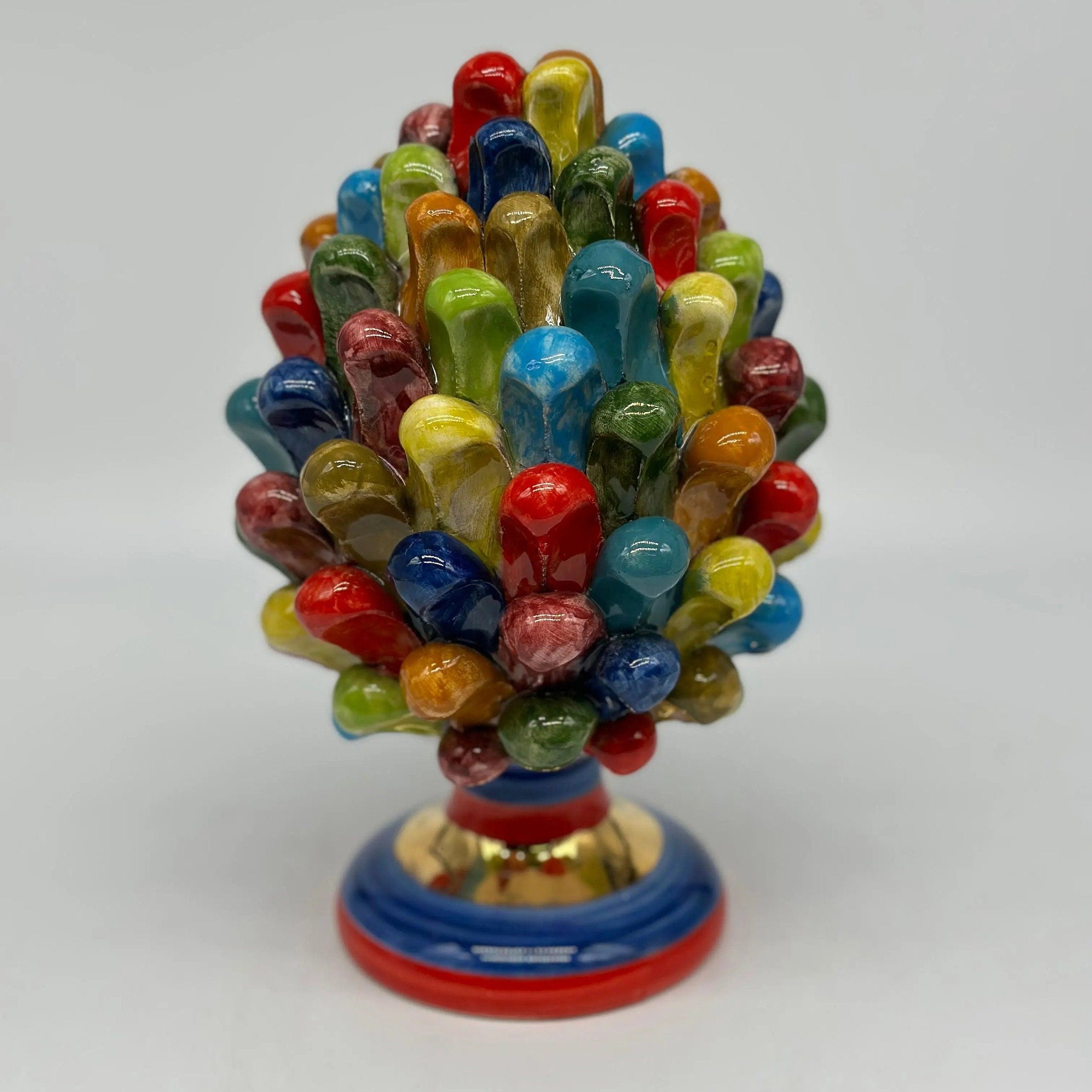 Pigna Ceramica Caltagirone Artigianale “LAETUS” Luxury cm H.20 Multicolor Oro DD CERAMICHE SICILIANE