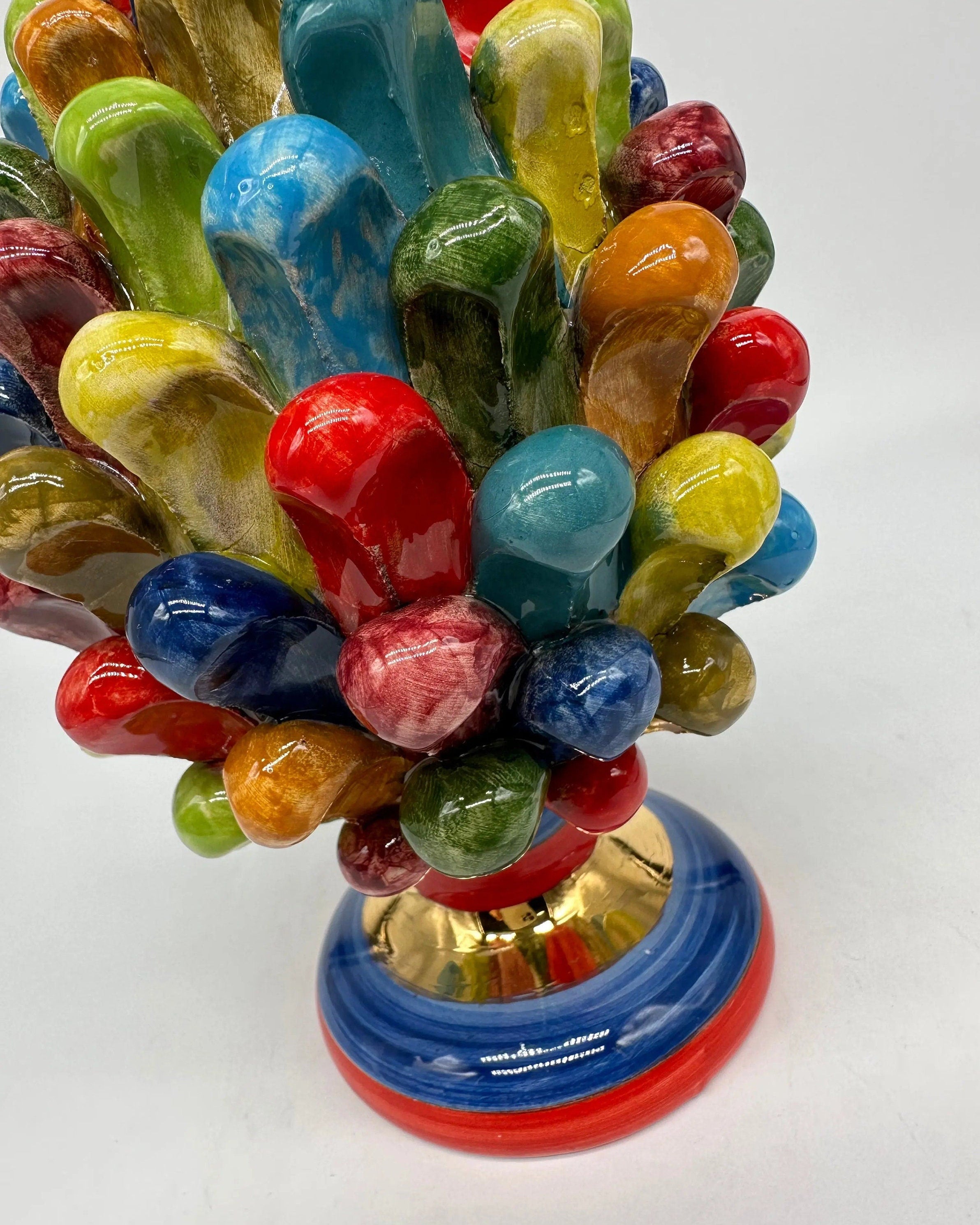 Pigna Ceramica Caltagirone Artigianale “LAETUS” Luxury cm H.20 Multicolor Oro DD CERAMICHE SICILIANE