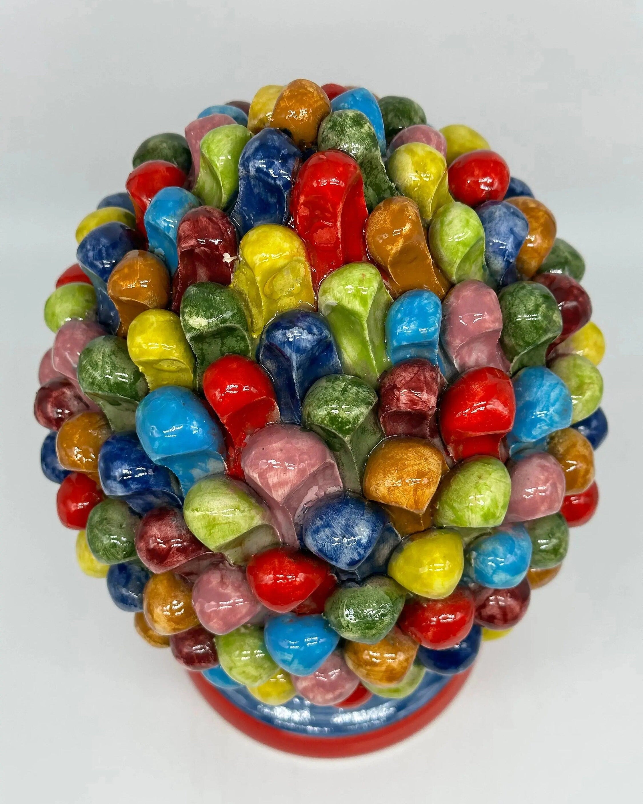 Pigna Ceramica Caltagirone Artigianale “LAETUS” Luxury cm H.30 Multicolor Oro DD CERAMICHE SICILIANE