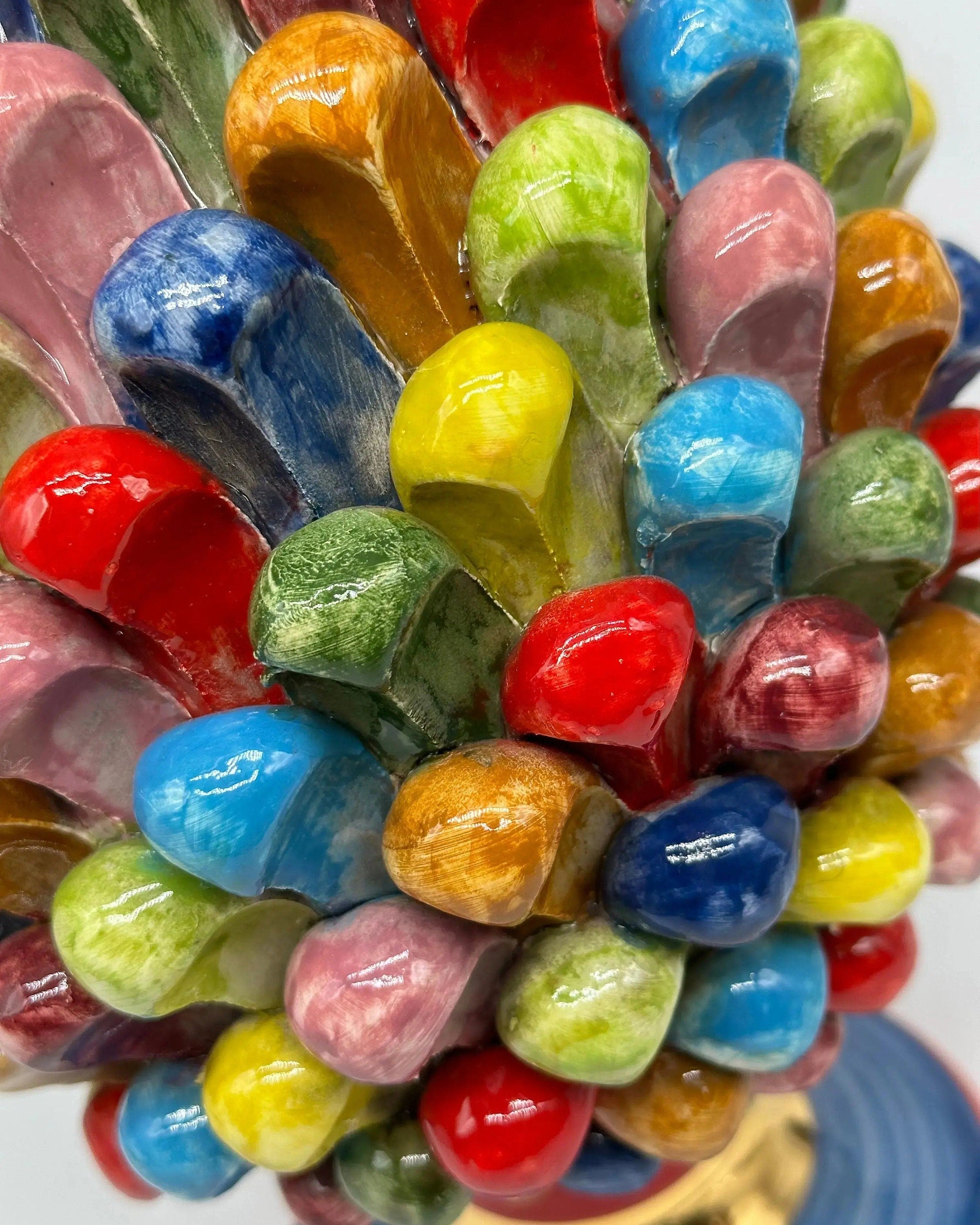 Pigna Ceramica Caltagirone Artigianale “LAETUS” Luxury cm H.30 Multicolor Oro DD CERAMICHE SICILIANE