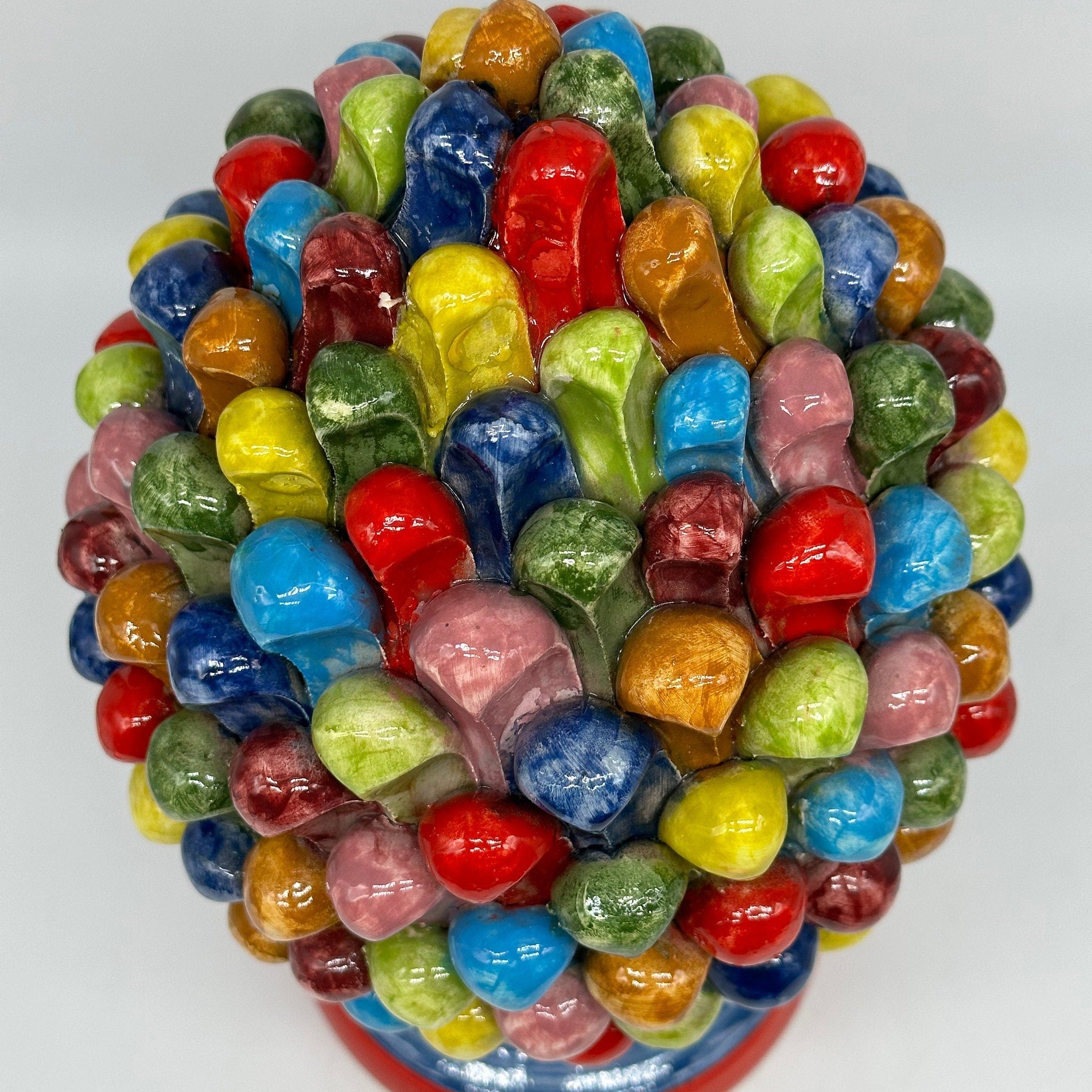 Pigna Ceramica Caltagirone Artigianale “LAETUS” Luxury cm H.30 Multicolor Oro DD CERAMICHE SICILIANE