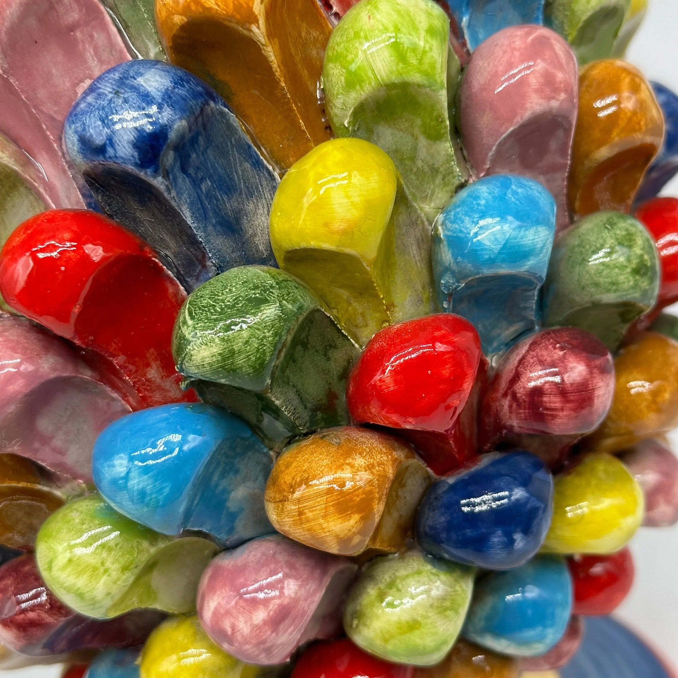 Pigna Ceramica Caltagirone Artigianale “LAETUS” Luxury cm H.30 Multicolor Oro DD CERAMICHE SICILIANE