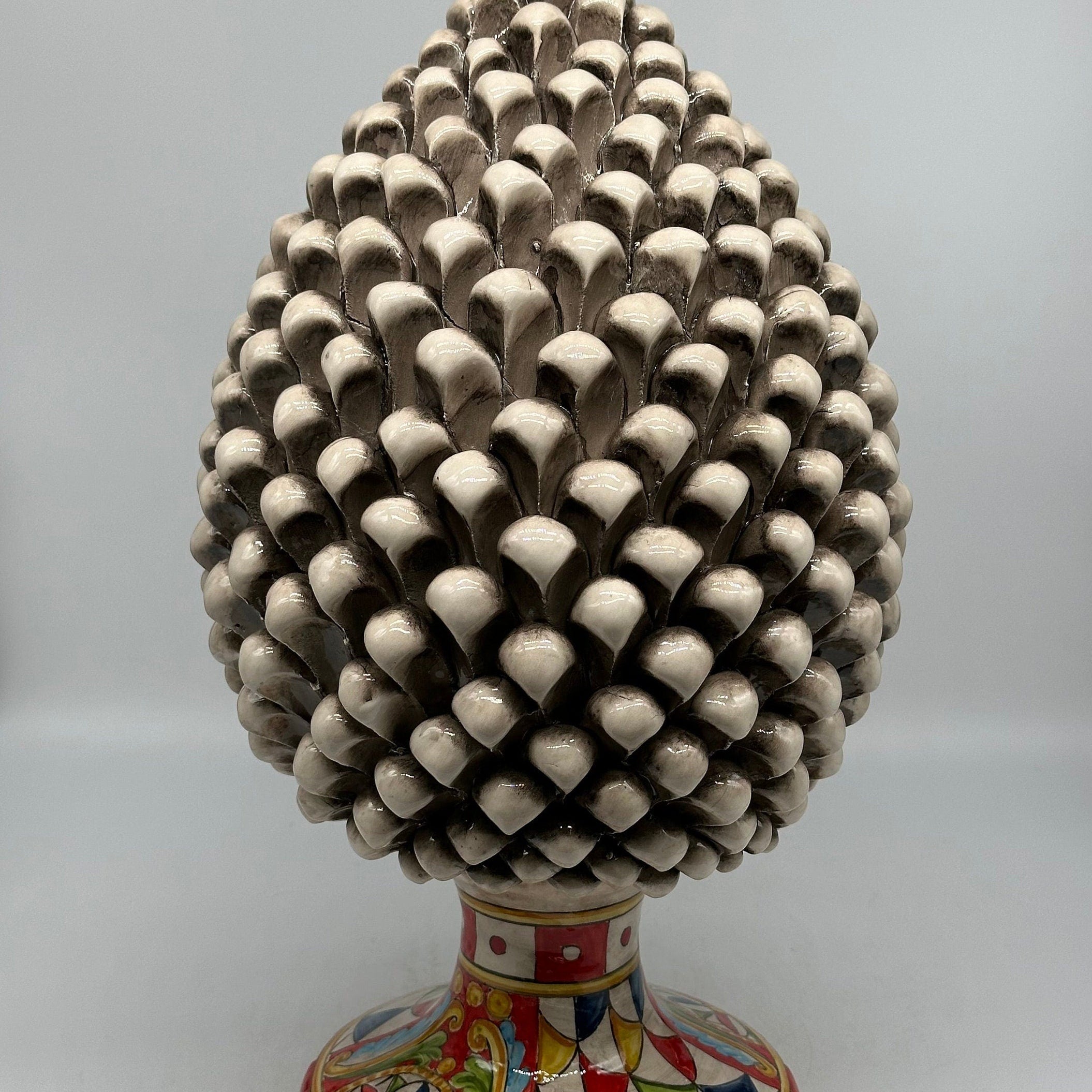 Pigna Ceramica Caltagirone "Carretto" cm H.40 Artigianale Beige