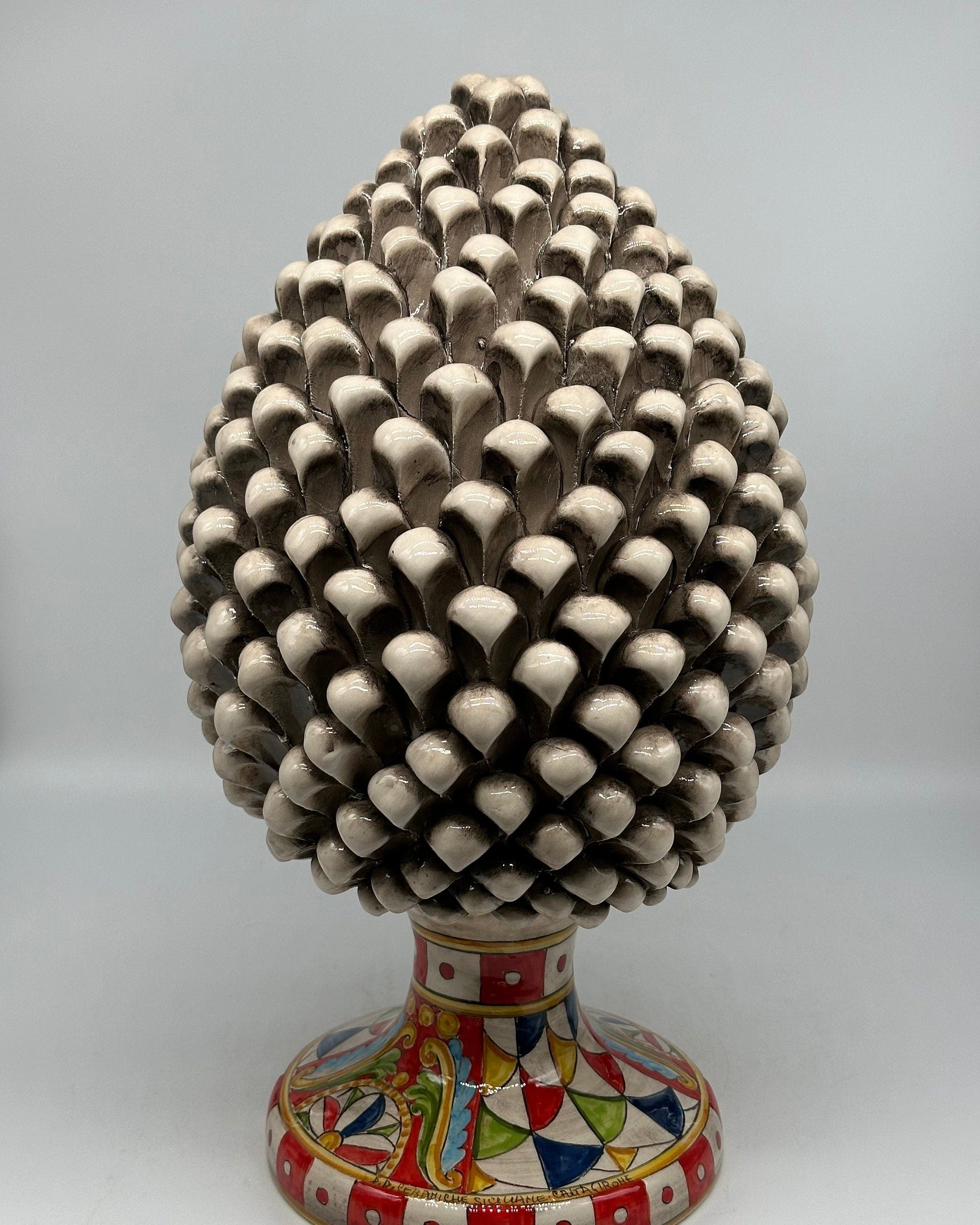 Pigna Ceramica Caltagirone "Carretto" cm H.40 Artigianale Beige