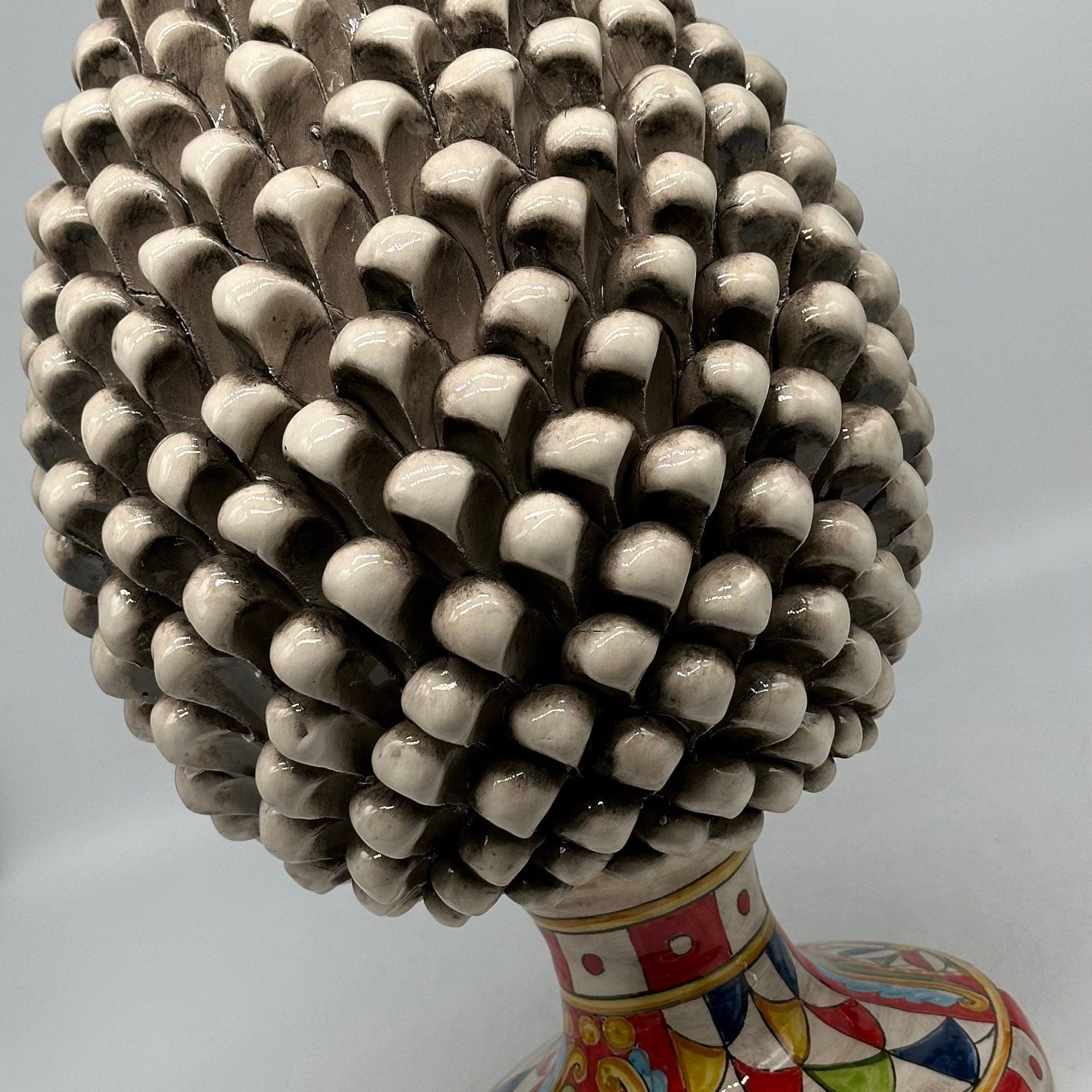 Pigna Ceramica Caltagirone "Carretto" cm H.40 Artigianale Beige