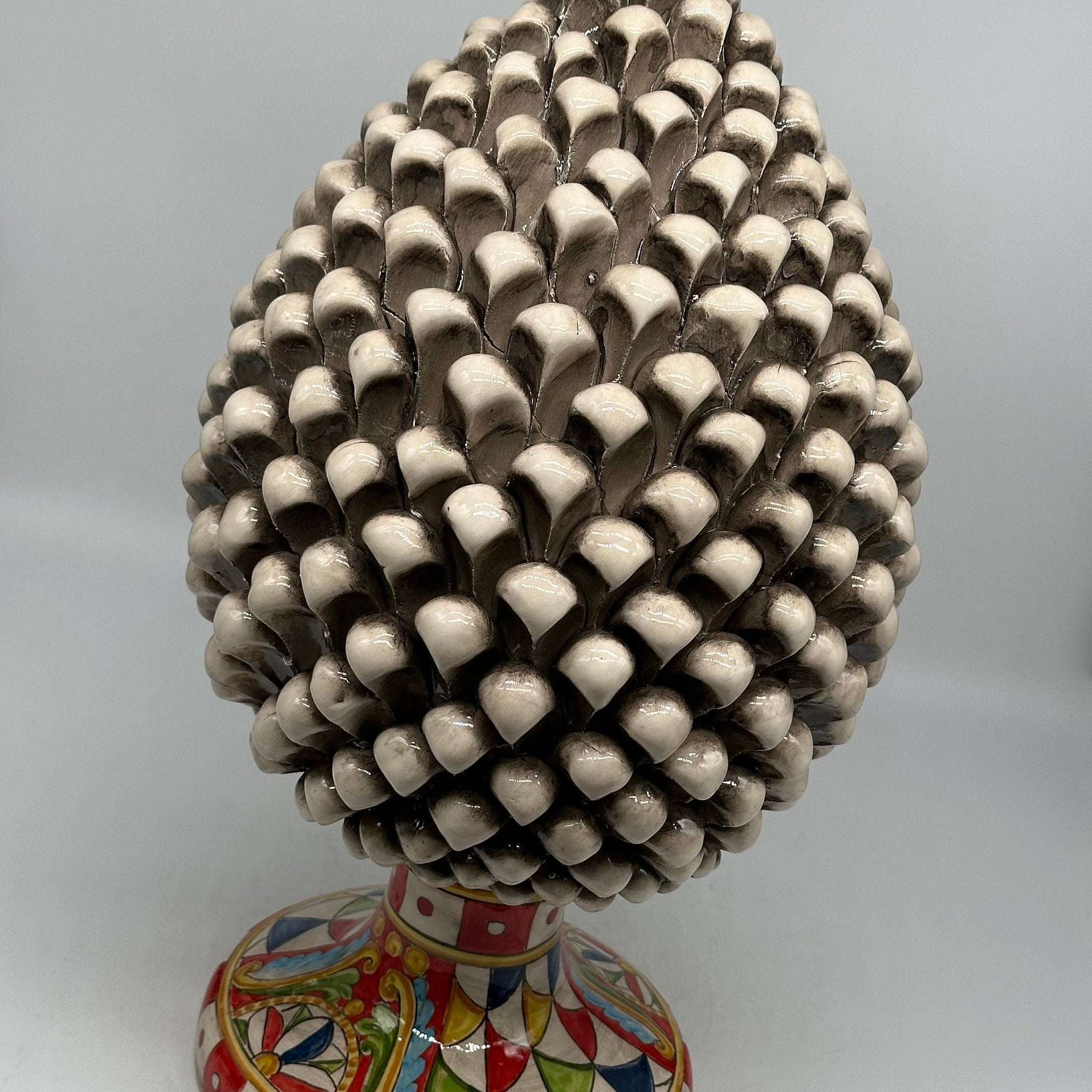 Pigna Ceramica Caltagirone "Carretto" cm H.40 Artigianale Beige