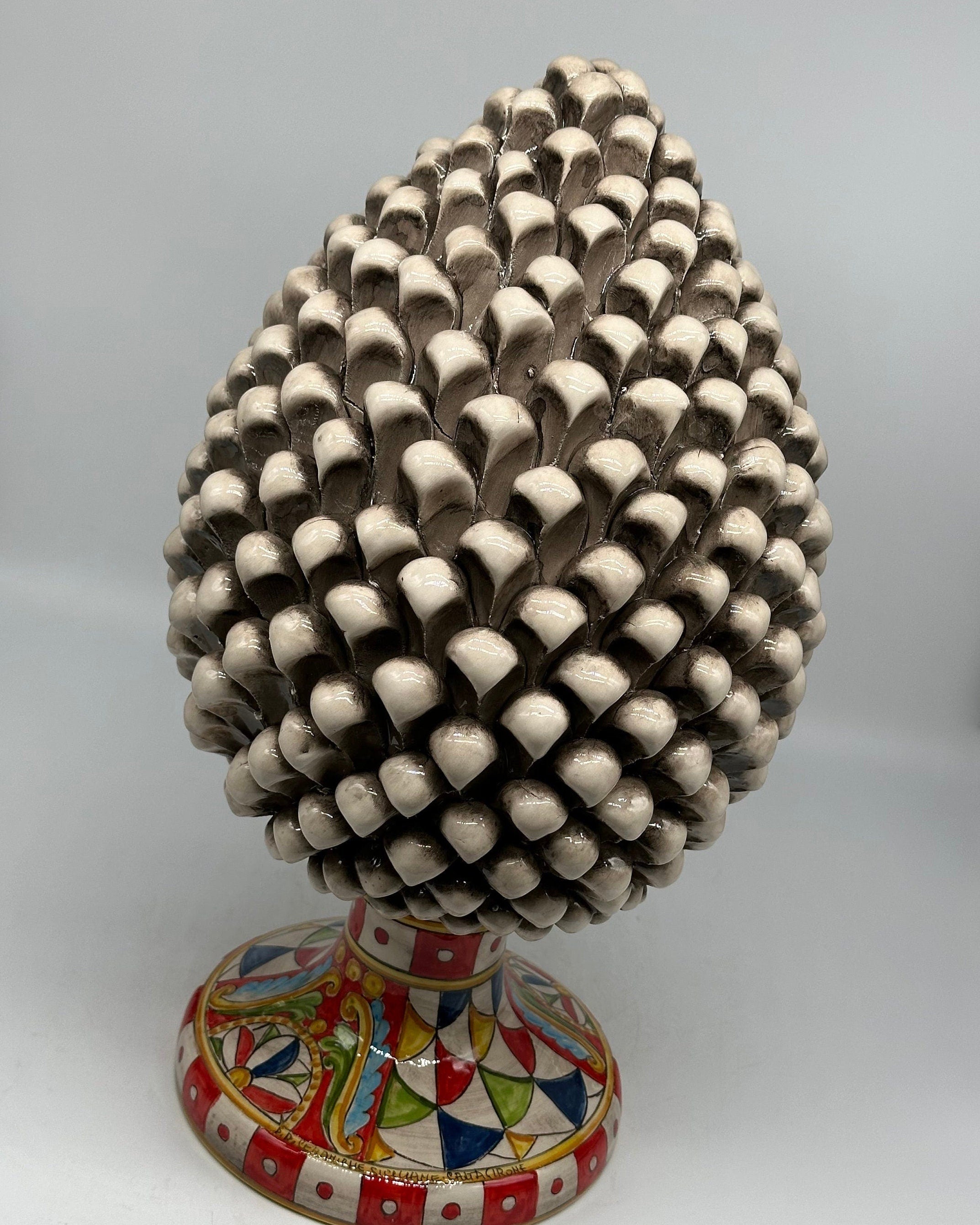 Pigna Ceramica Caltagirone "Carretto" cm H.40 Artigianale Beige