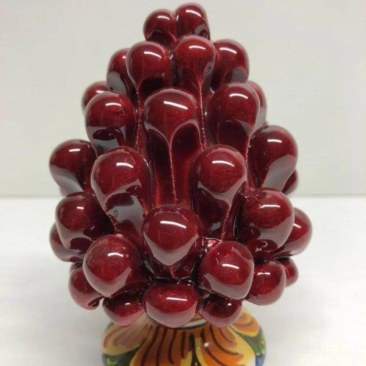 Pigna Ceramica Caltagirone cm H.10 Artigianale Base Decorata VARI COLORI DD CERAMICHE SICILIANE