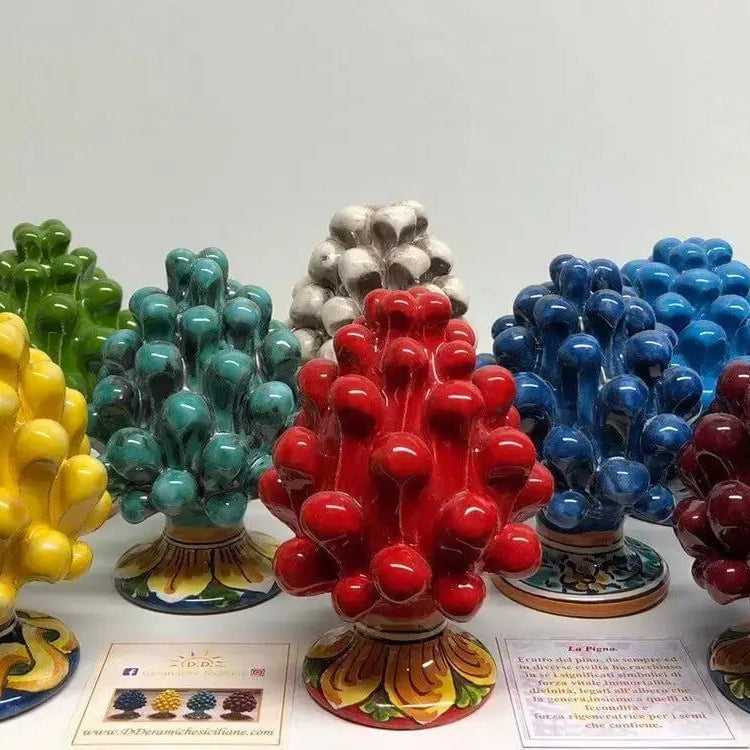 Pigna Ceramica Caltagirone cm H.10 Artigianale Base Decorata VARI COLORI - DD CERAMICHE SICILIANE