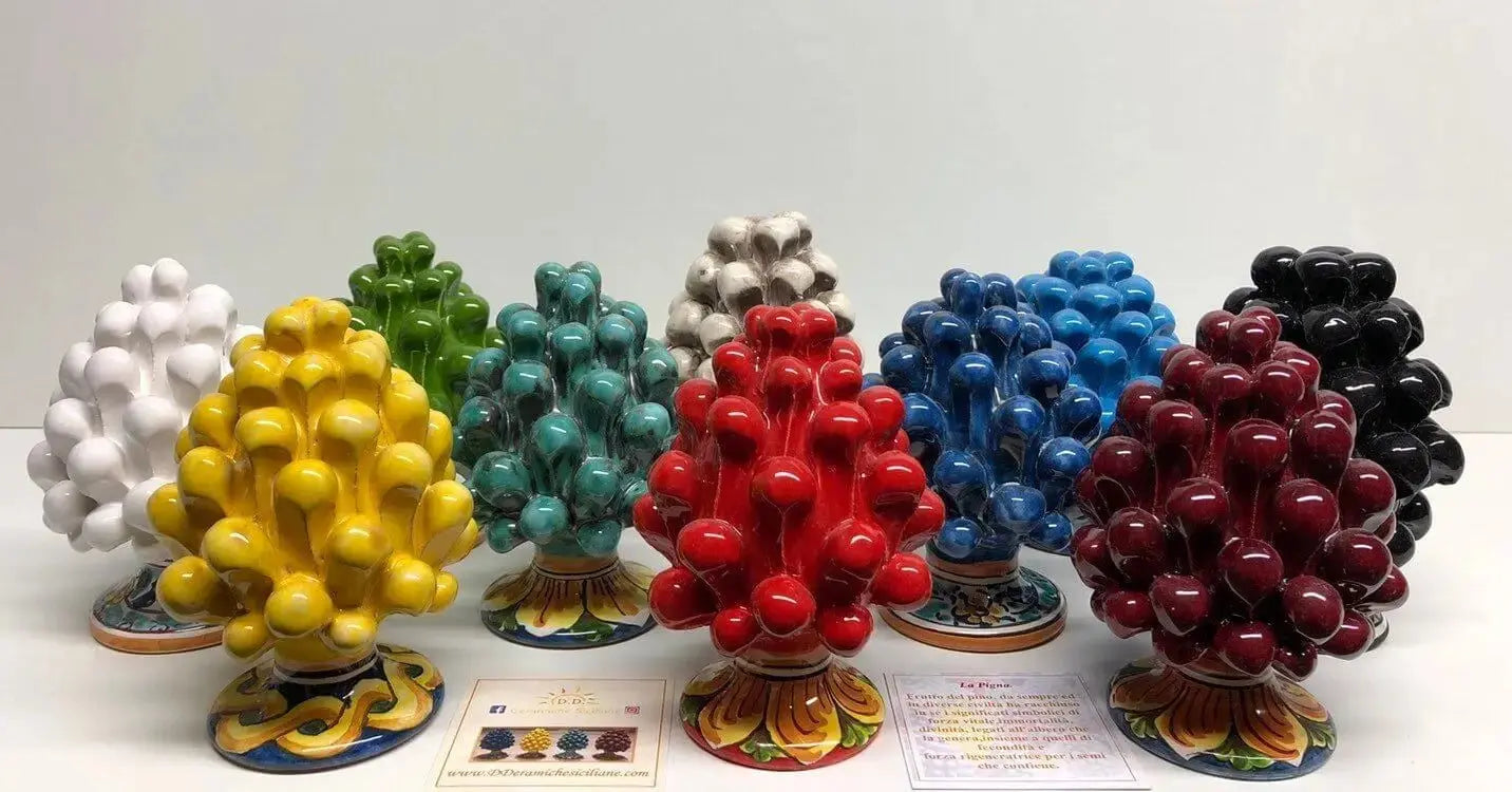 Pigna Ceramica Caltagirone cm H.10 Artigianale Base Decorata VARI COLORI - DD CERAMICHE SICILIANE