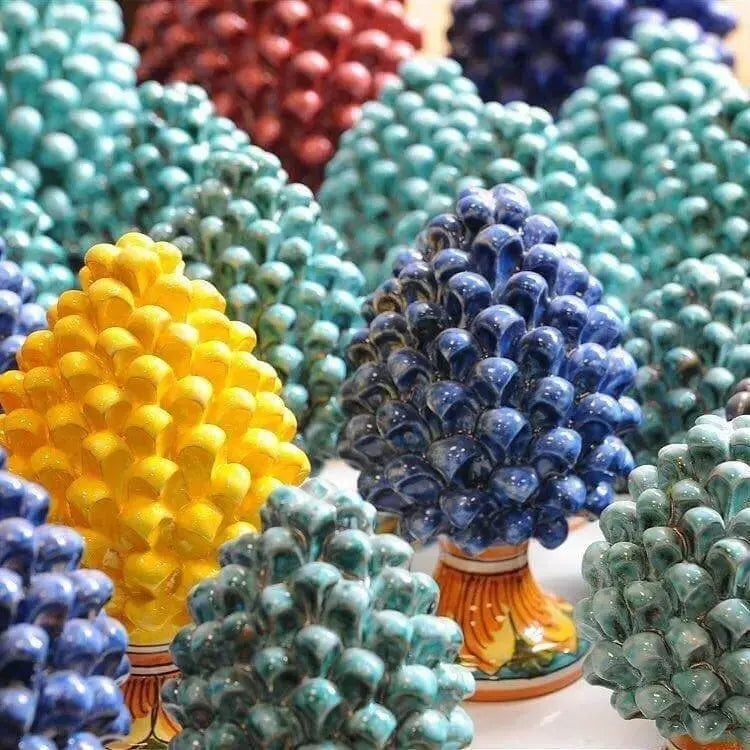 Pigna Ceramica Caltagirone cm H.10 Artigianale Base Decorata VARI COLORI - DD CERAMICHE SICILIANE