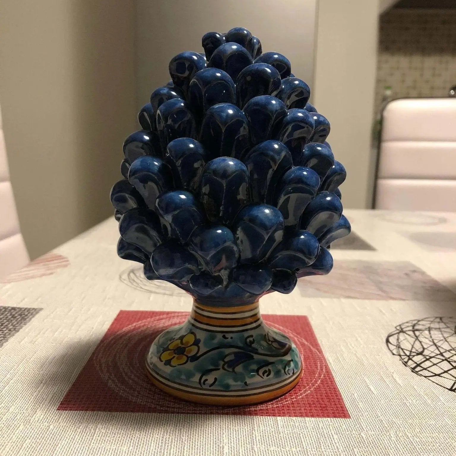 Pigna Ceramica Caltagirone cm H.15 Artigianale con Base Decorata VARI COLORI - DD CERAMICHE SICILIANE