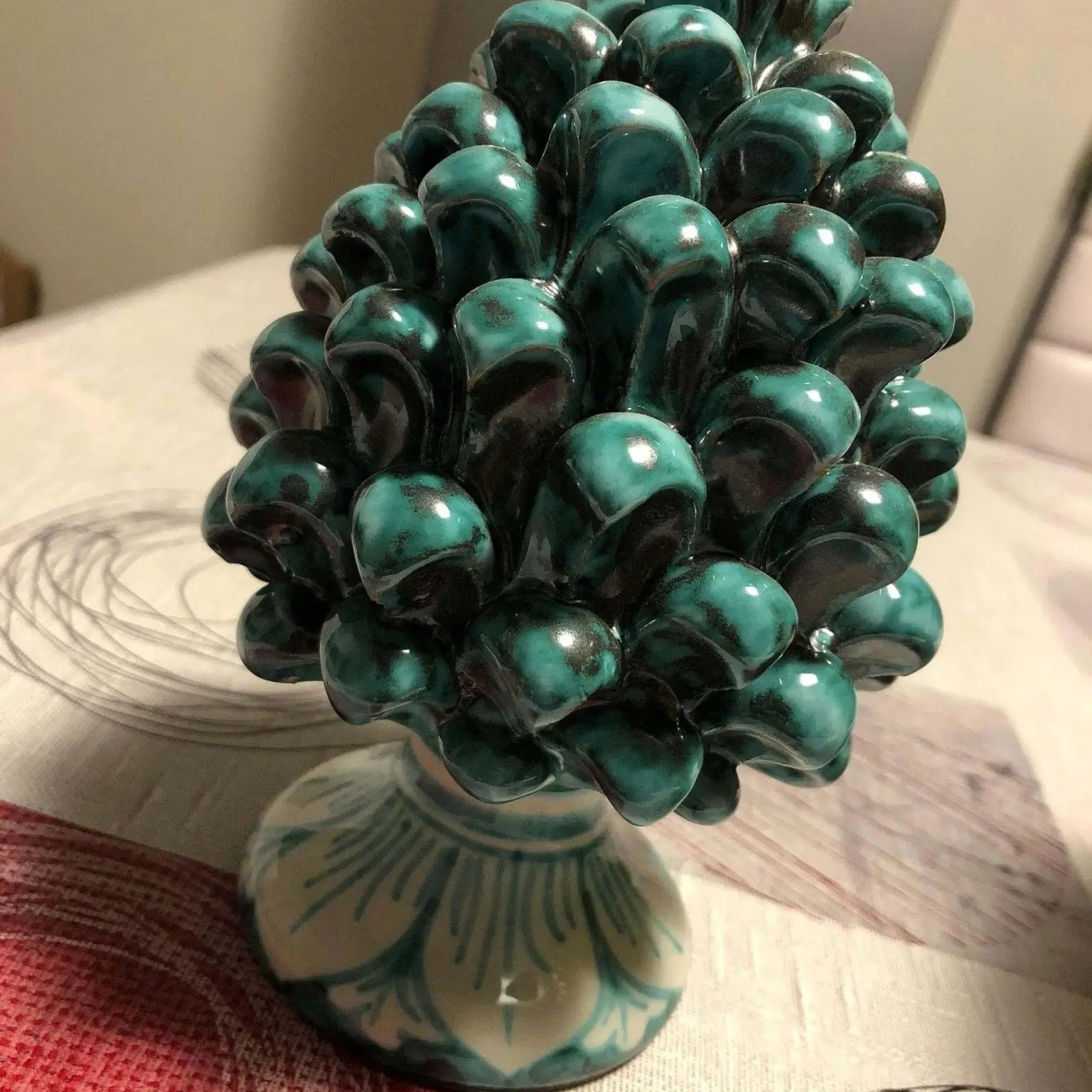 Pigna Ceramica Caltagirone cm H.15 Artigianale con Base Decorata VARI COLORI - DD CERAMICHE SICILIANE