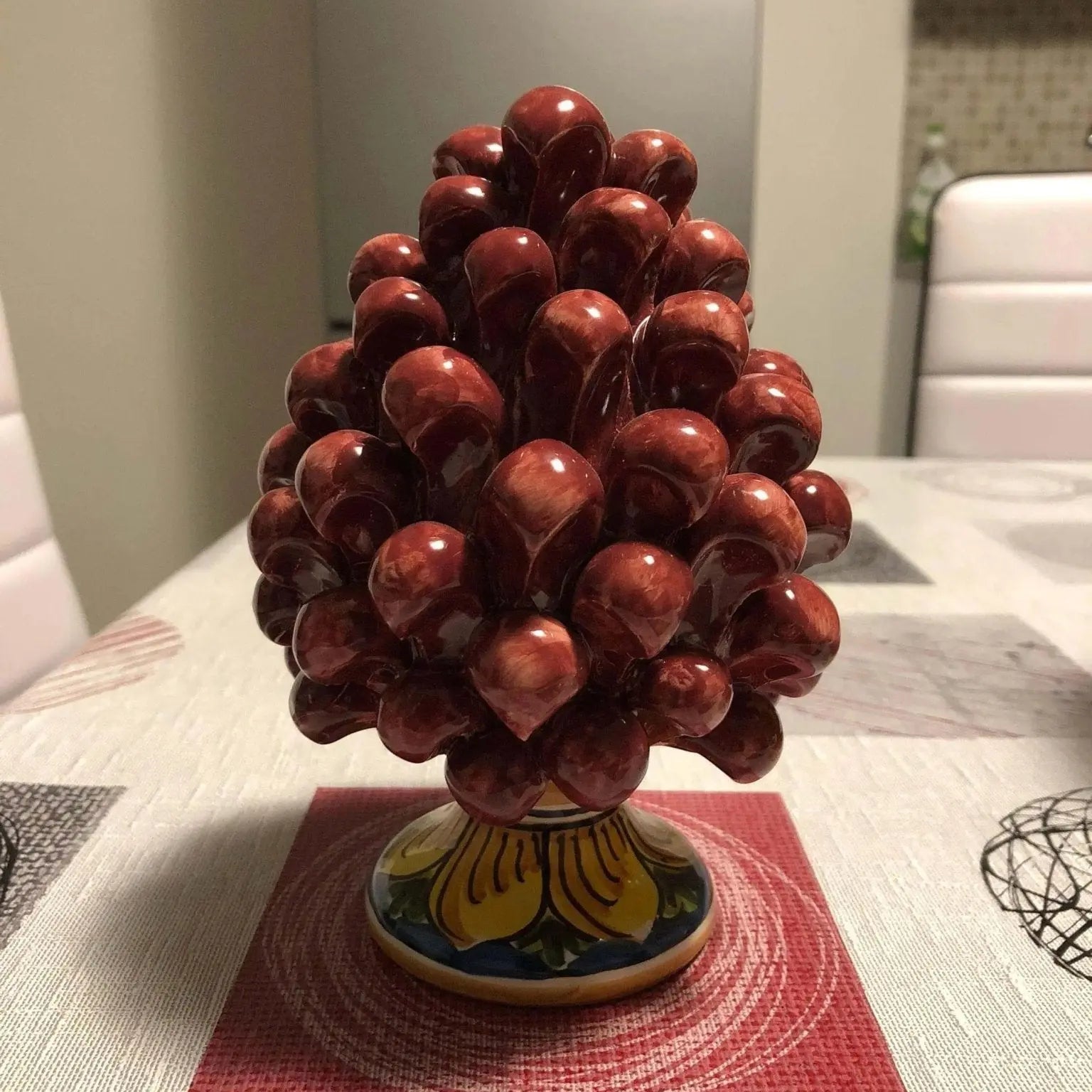 Pigna Ceramica Caltagirone cm H.15 Artigianale con Base Decorata VARI COLORI - DD CERAMICHE SICILIANE