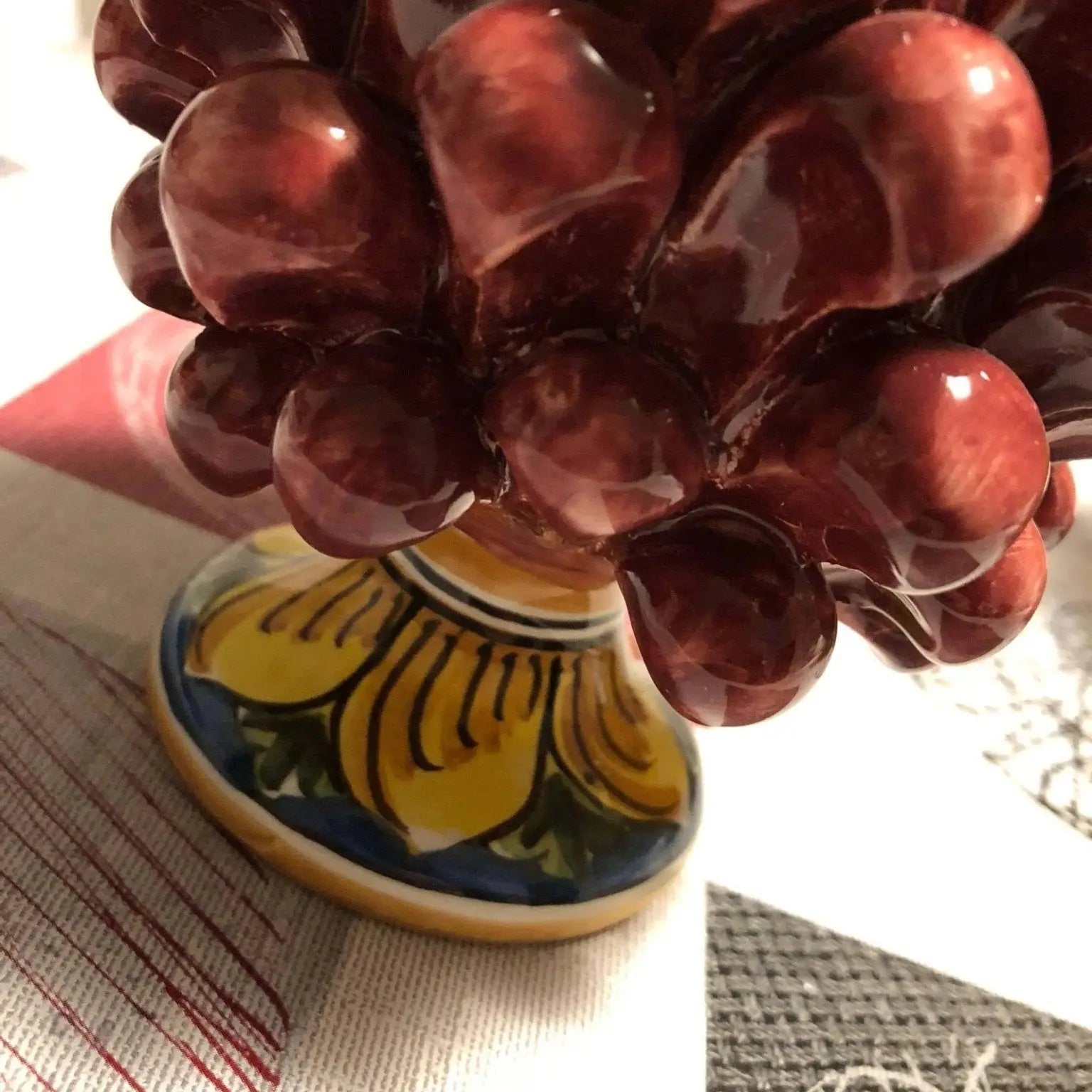 Pigna Ceramica Caltagirone cm H.15 Artigianale con Base Decorata VARI COLORI - DD CERAMICHE SICILIANE