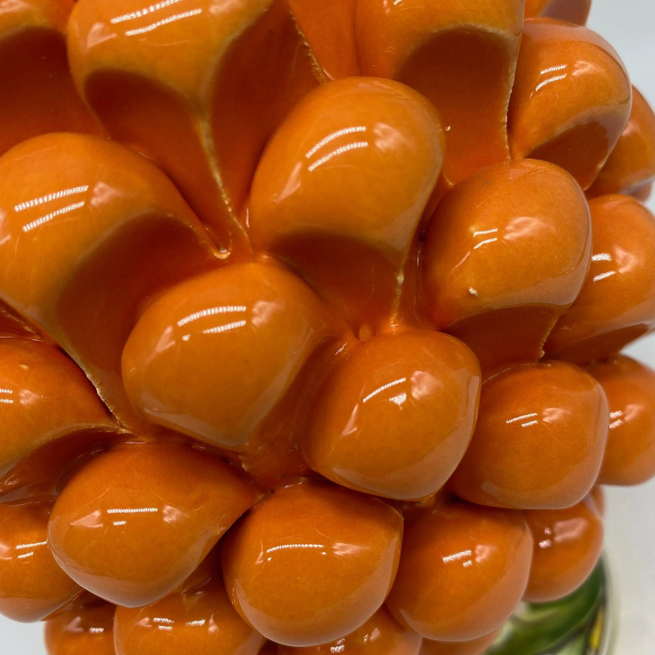 Pigna Ceramica Caltagirone cm H.20 Artigianale Arancione Base Decorata DD CERAMICHE SICILIANE