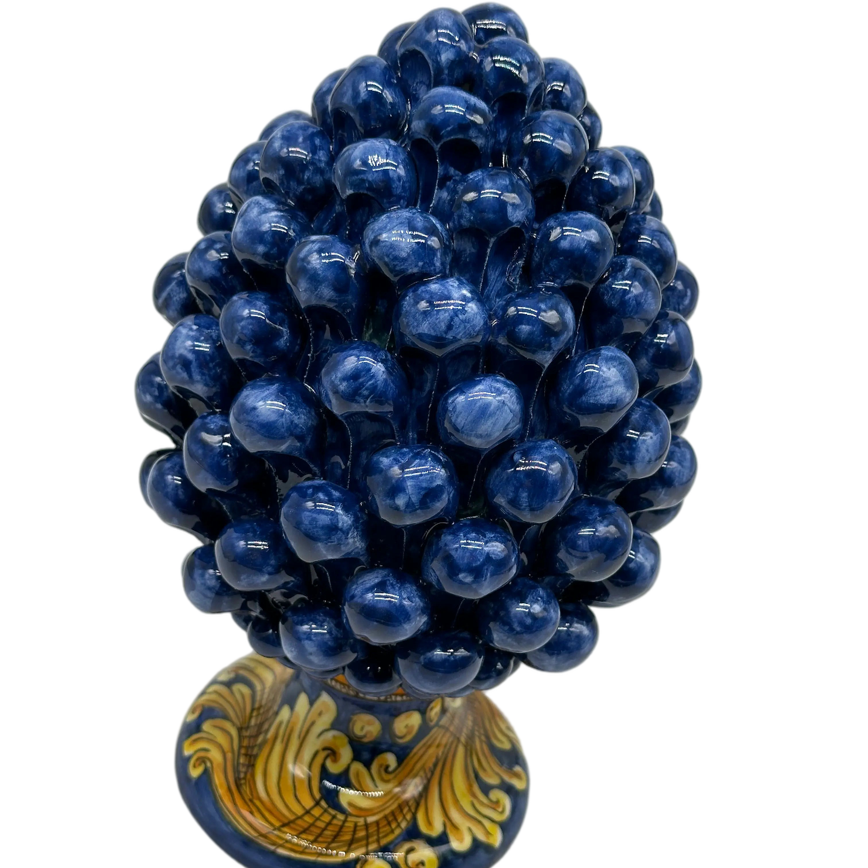 Pigna Ceramica Caltagirone cm H.20 Artigianale Blu Base Decorata DD CERAMICHE SICILIANE