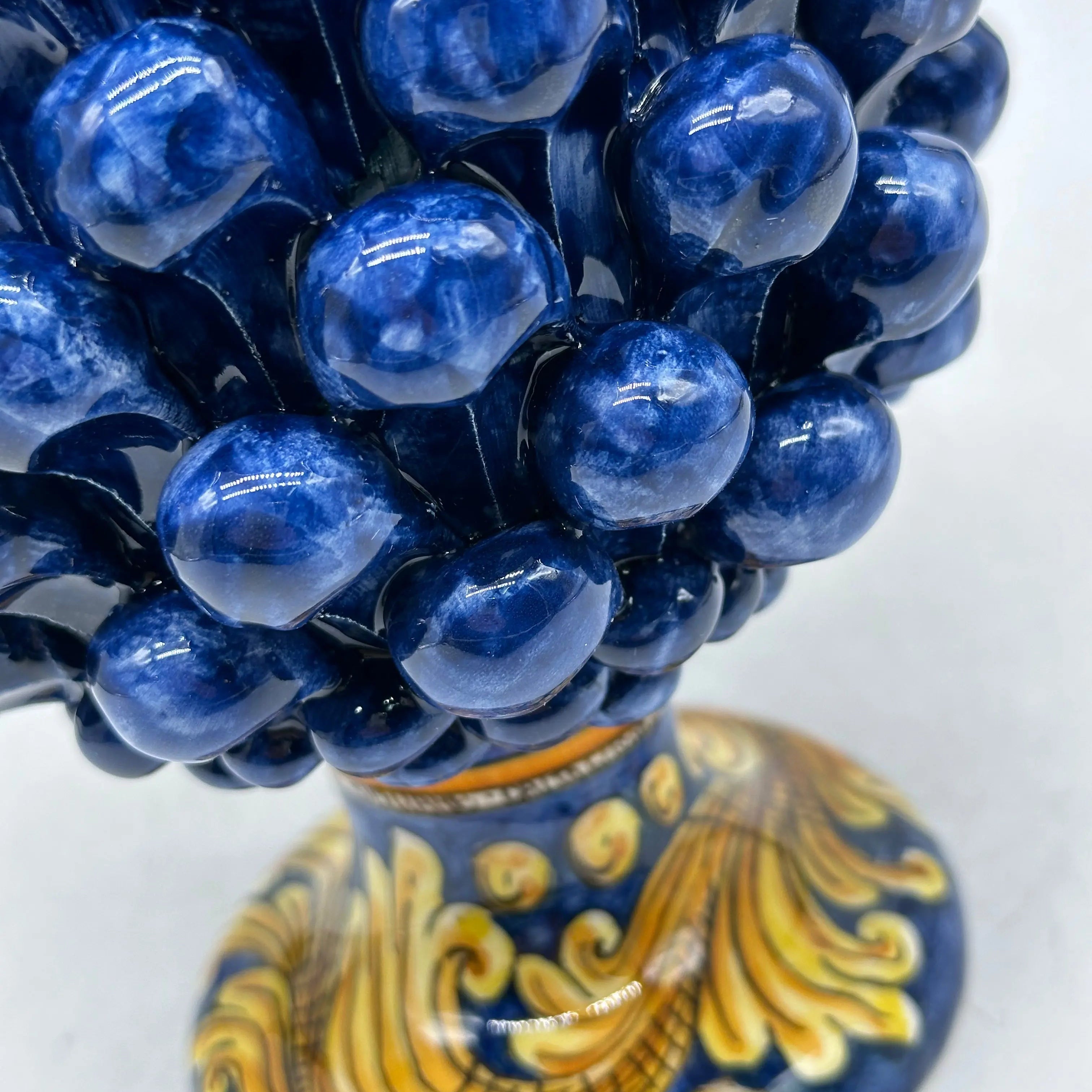 Pigna Ceramica Caltagirone cm H.20 Artigianale Blu Base Decorata DD CERAMICHE SICILIANE