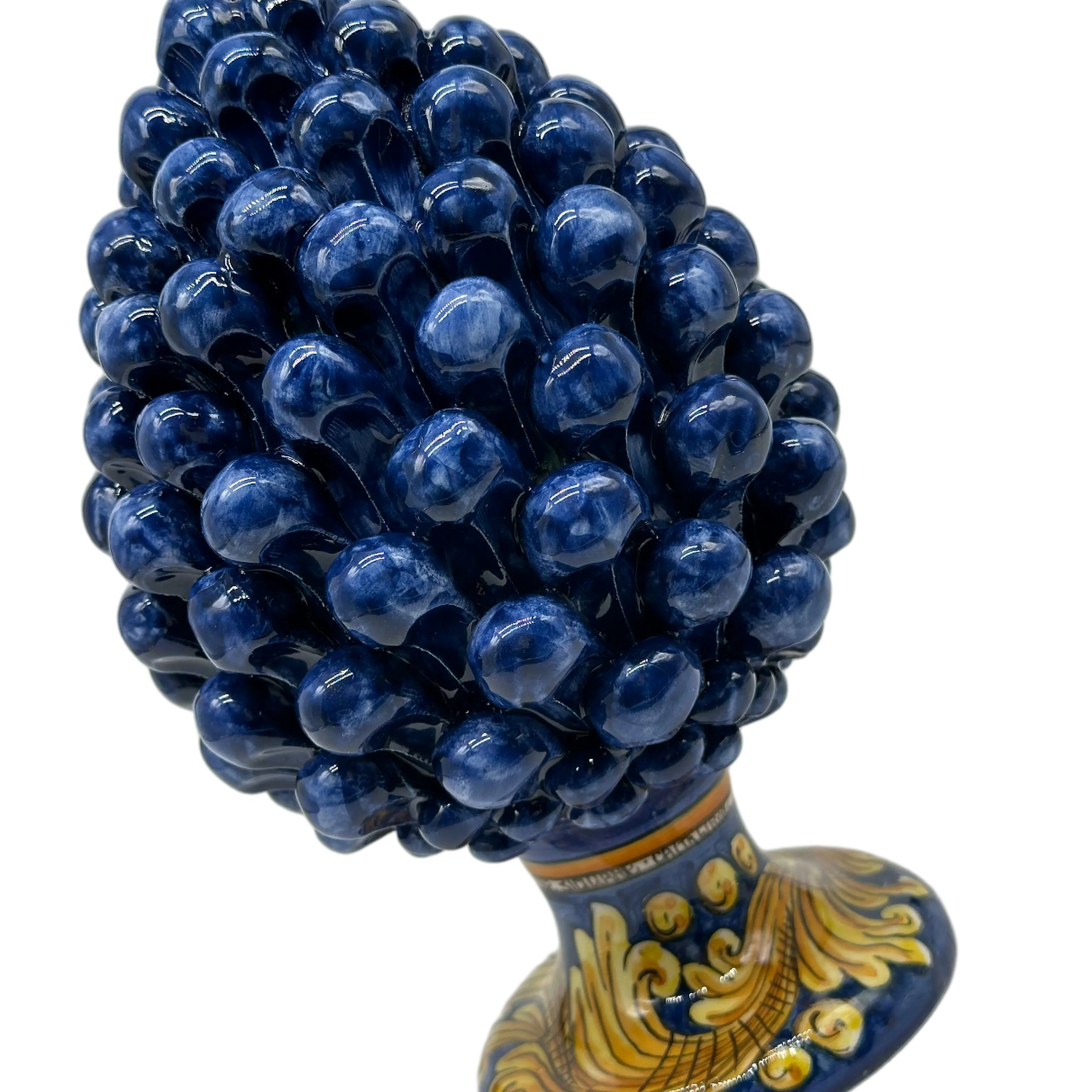 Pigna Ceramica Caltagirone cm H.20 Artigianale Blu Base Decorata DD CERAMICHE SICILIANE