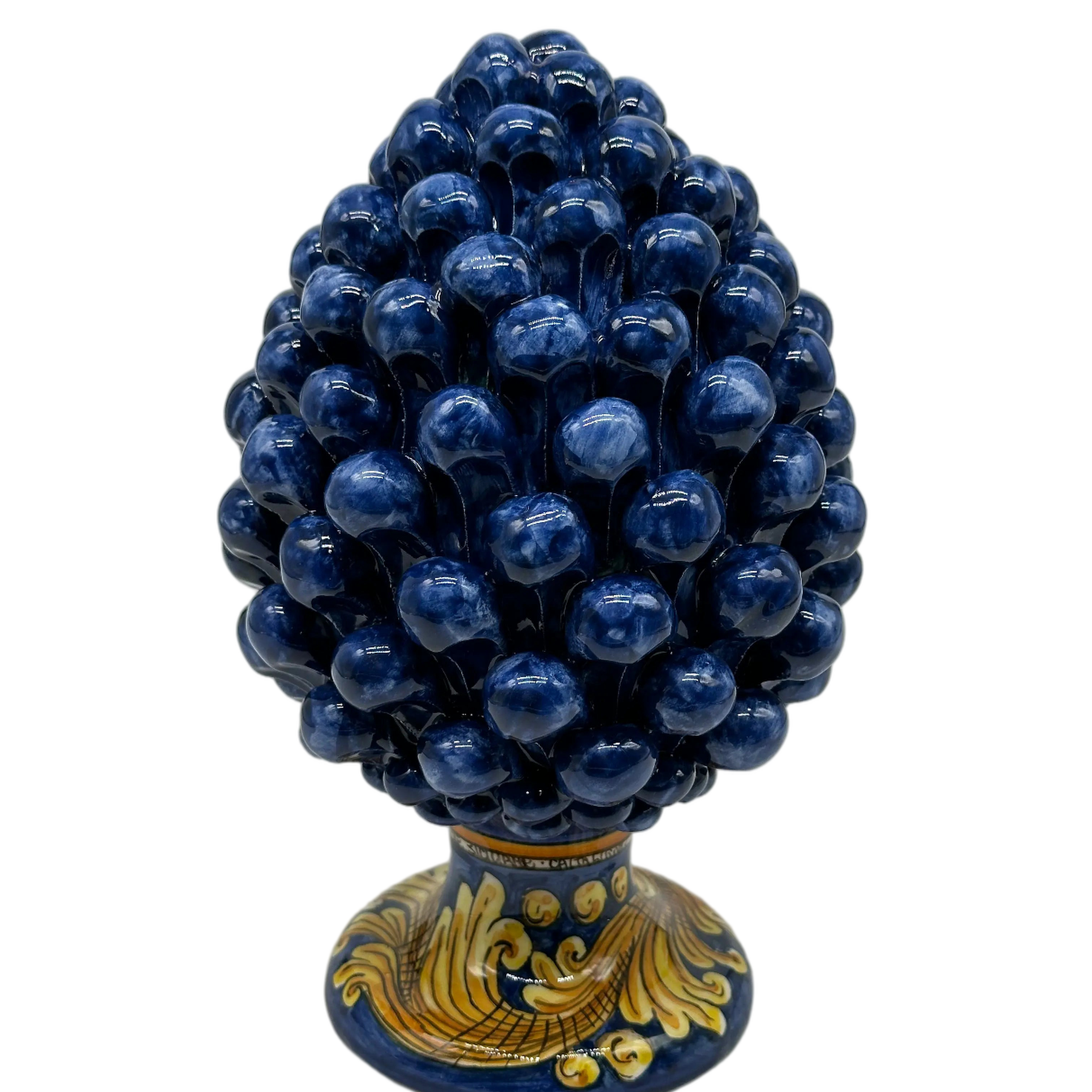Pigna Ceramica Caltagirone cm H.20 Artigianale Blu Base Decorata DD CERAMICHE SICILIANE