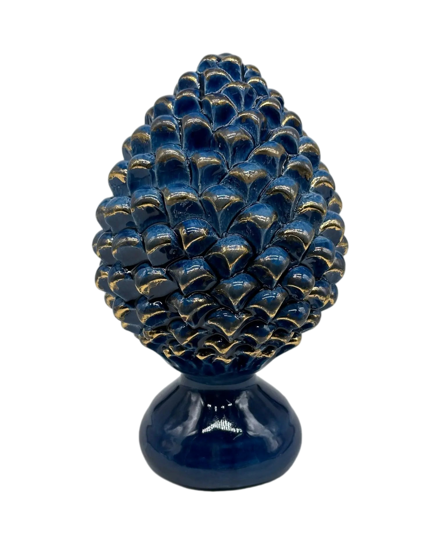 Pigna Ceramica Caltagirone cm H.20 Artigianale Blu Oro Linea Luis DD CERAMICHE SICILIANE