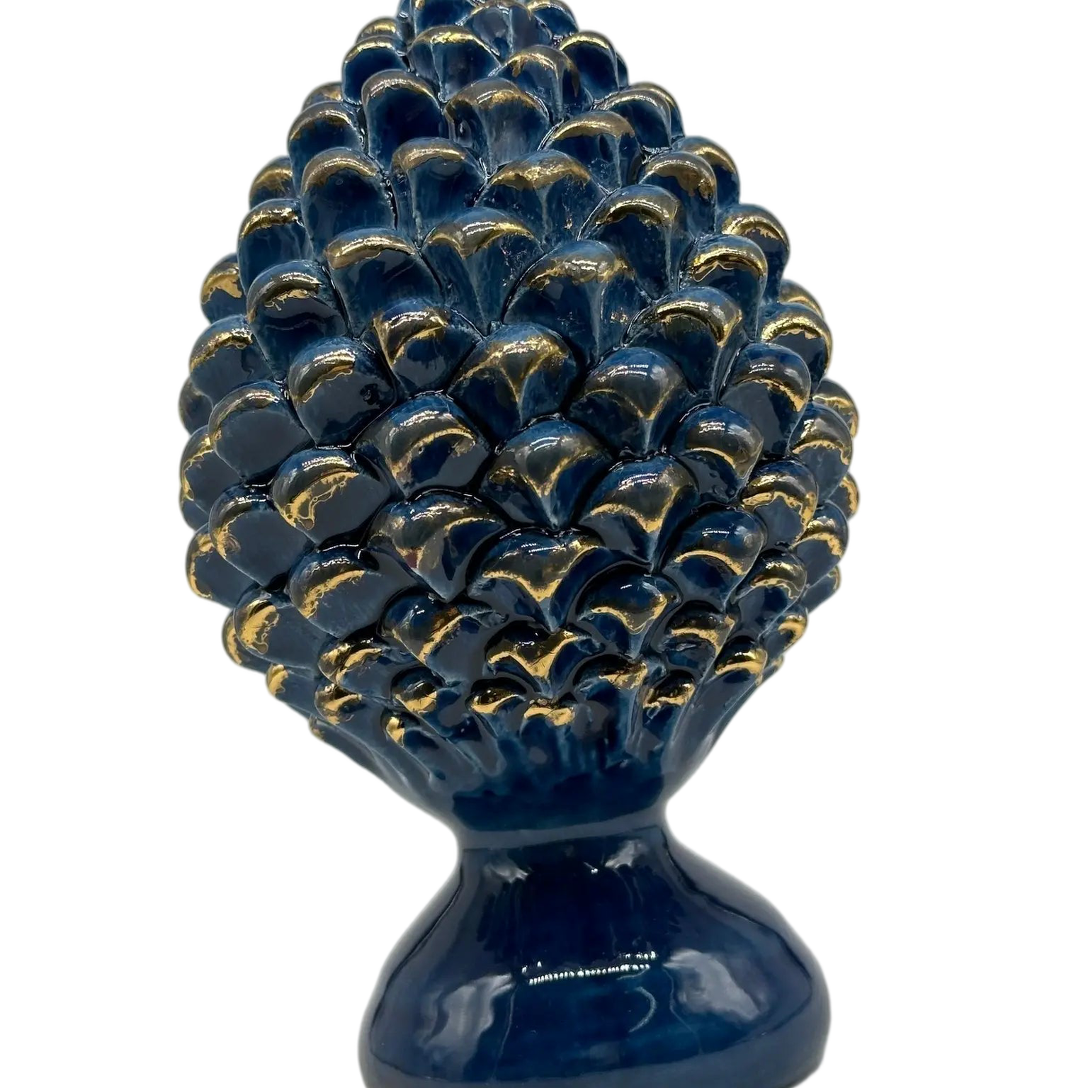 Pigna Ceramica Caltagirone cm H.20 Artigianale Blu Oro Linea Luis DD CERAMICHE SICILIANE