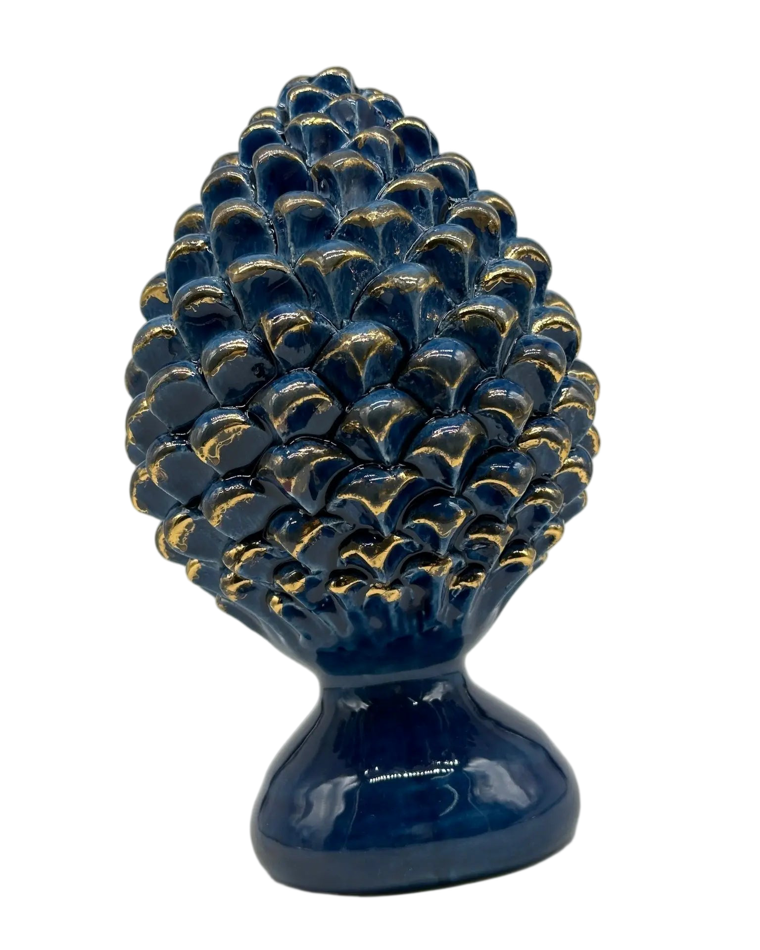 Pigna Ceramica Caltagirone cm H.20 Artigianale Blu Oro Linea Luis DD CERAMICHE SICILIANE