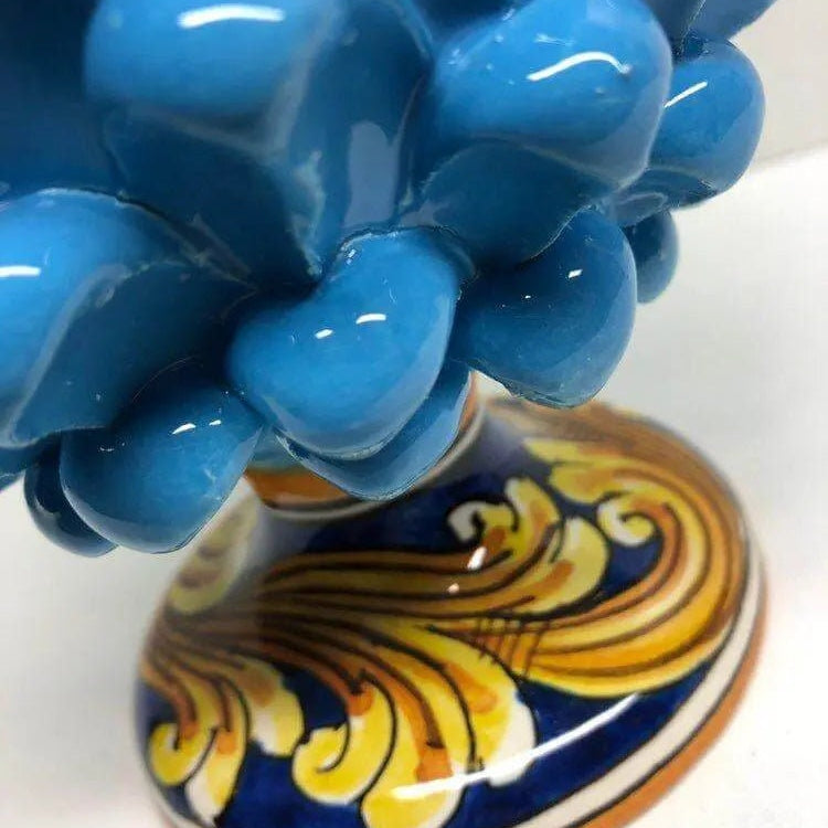 Pigna Ceramica Caltagirone cm H.20 Artigianale Celeste Base Decorata DD CERAMICHE SICILIANE