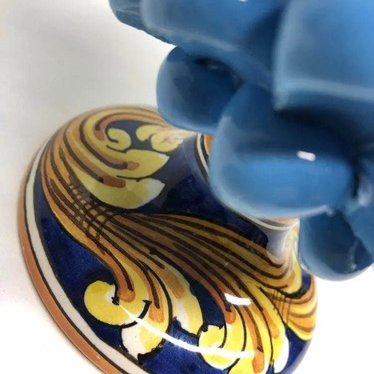 Pigna Ceramica Caltagirone cm H.20 Artigianale Celeste Base Decorata DD CERAMICHE SICILIANE