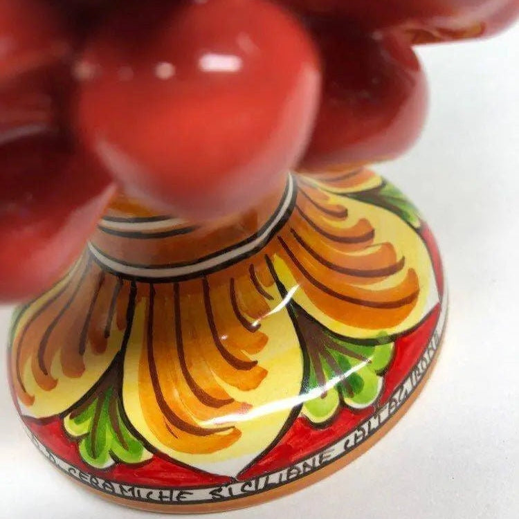 Pigna Ceramica Caltagirone cm H.20 Artigianale Corallo Base Decorata DD CERAMICHE SICILIANE