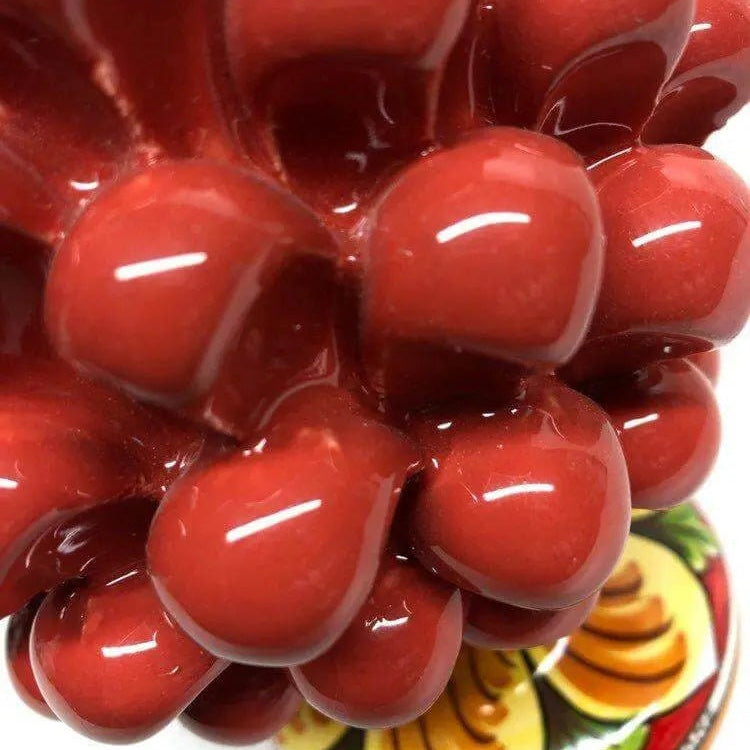 Pigna Ceramica Caltagirone cm H.20 Artigianale Corallo Base Decorata DD CERAMICHE SICILIANE