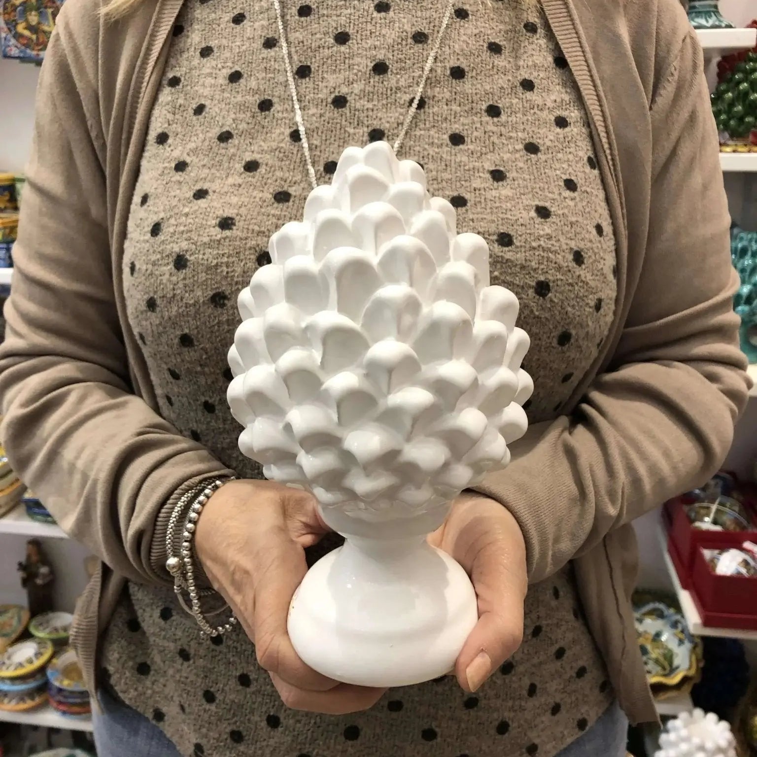 Pigna Ceramica Caltagirone cm H.20 Artigianale Linea Luis - DD CERAMICHE SICILIANE