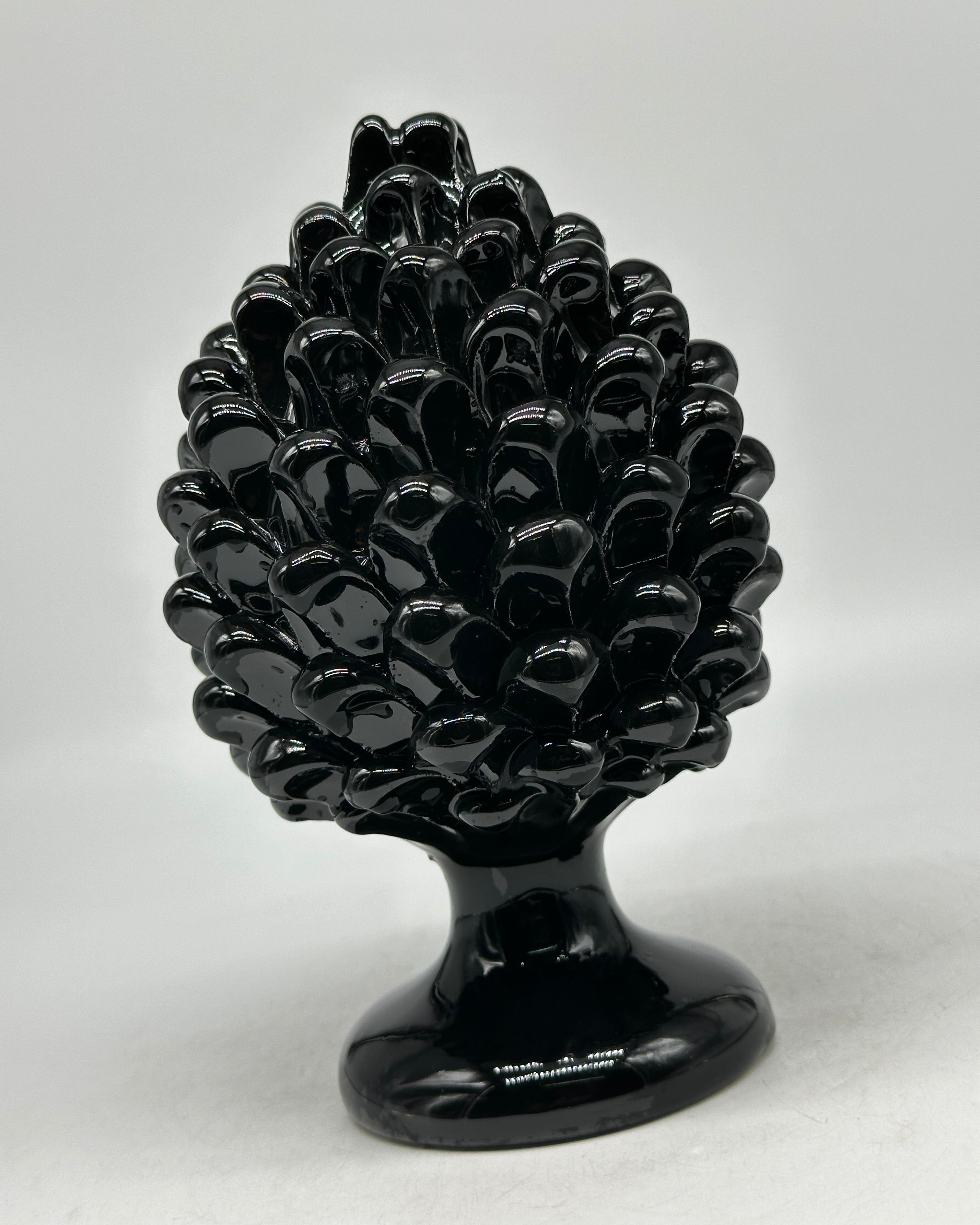 Pigna Ceramica Caltagirone cm H.20 Artigianale Nero - PIGNE