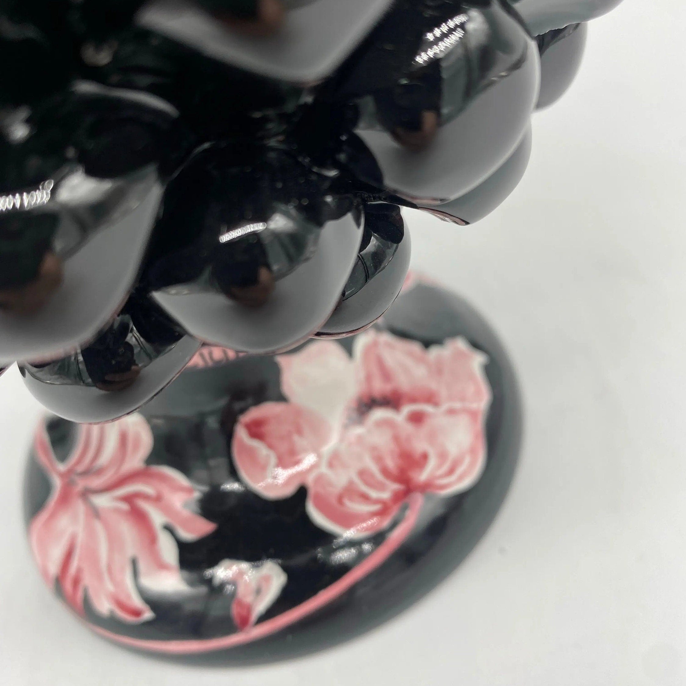 Pigna Ceramica Caltagirone cm H.20 Artigianale VENUS Nero Rosa DD CERAMICHE SICILIANE