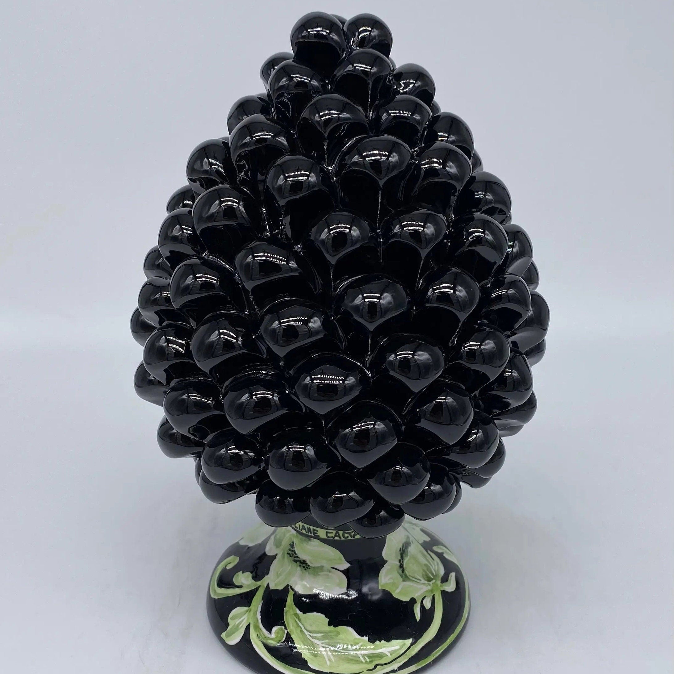 Pigna Ceramica Caltagirone cm H.20 Artigianale VENUS Nero Verde DD CERAMICHE SICILIANE