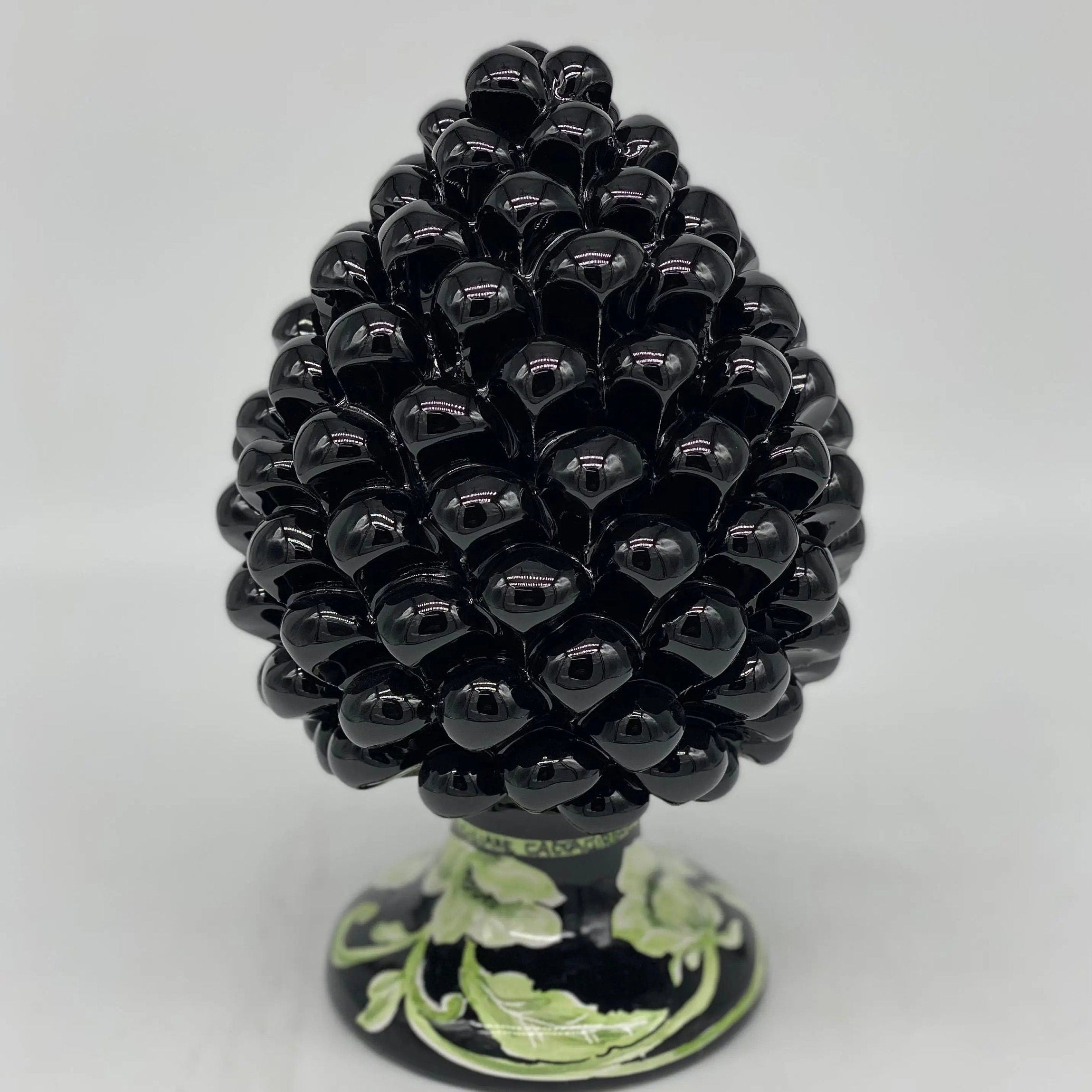 Pigna Ceramica Caltagirone cm H.20 Artigianale VENUS Nero Verde DD CERAMICHE SICILIANE