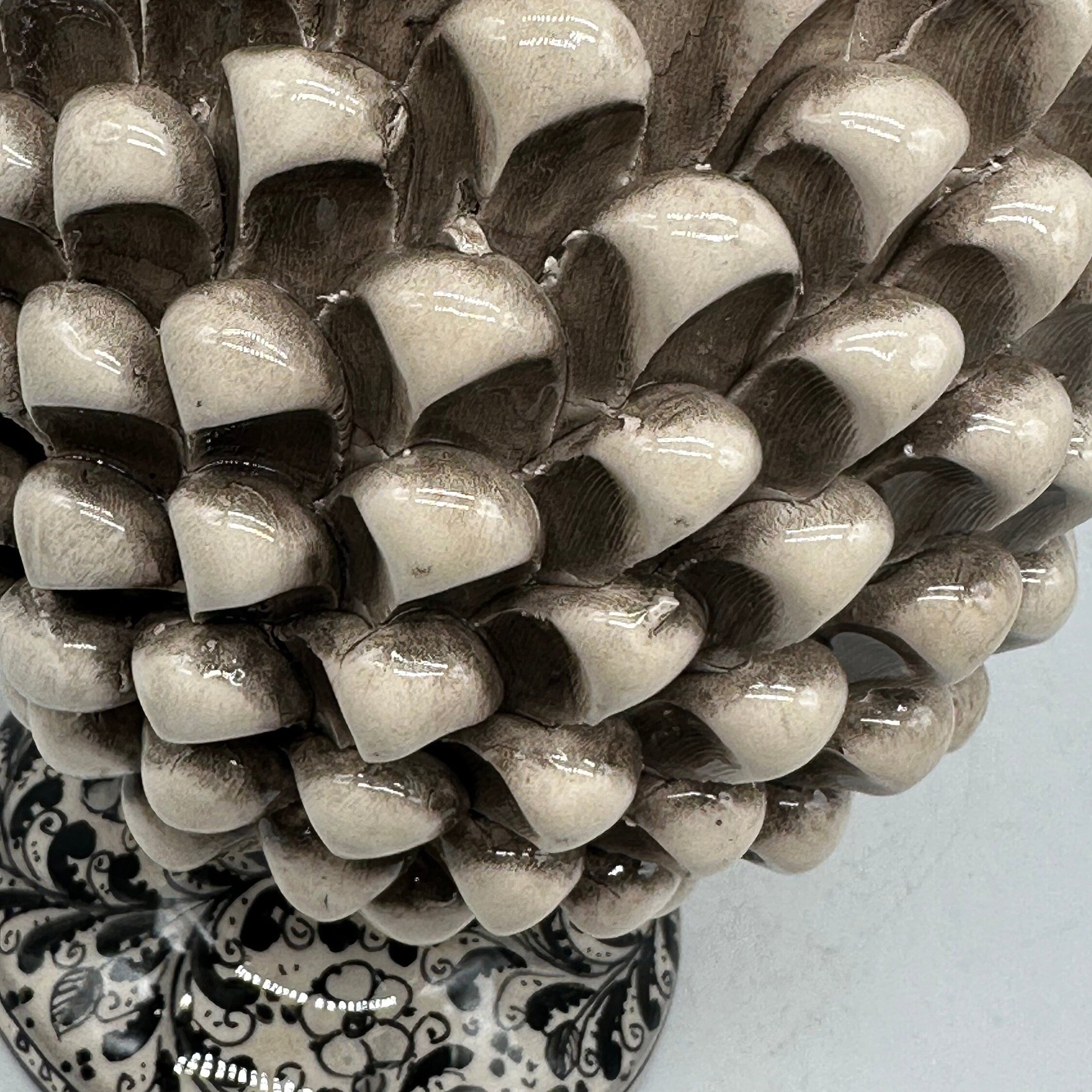 Pigna Ceramica Caltagirone cm H.25 Artigianale Beige Base Decorata