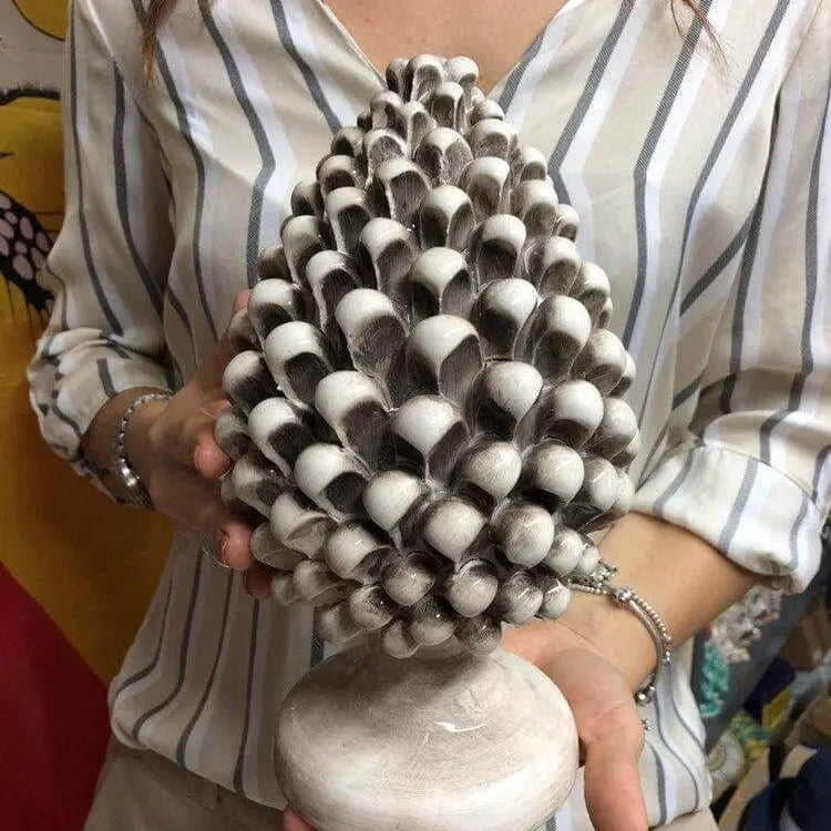 Pigna Ceramica Caltagirone cm H.25 Artigianale Beige Écru DD CERAMICHE SICILIANE