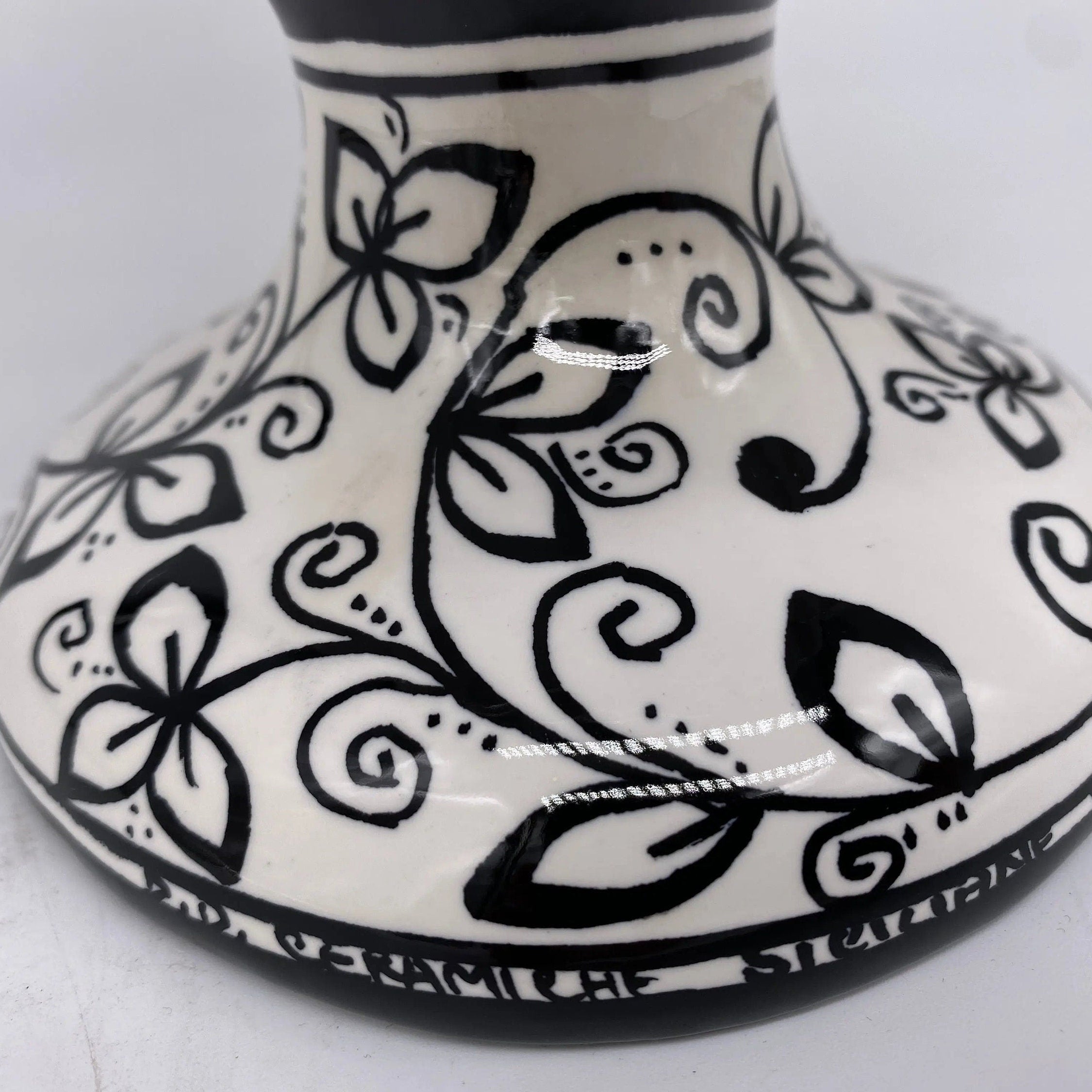 Pigna Ceramica Caltagirone cm H.25 Artigianale Bianco Base Decorata DD CERAMICHE SICILIANE