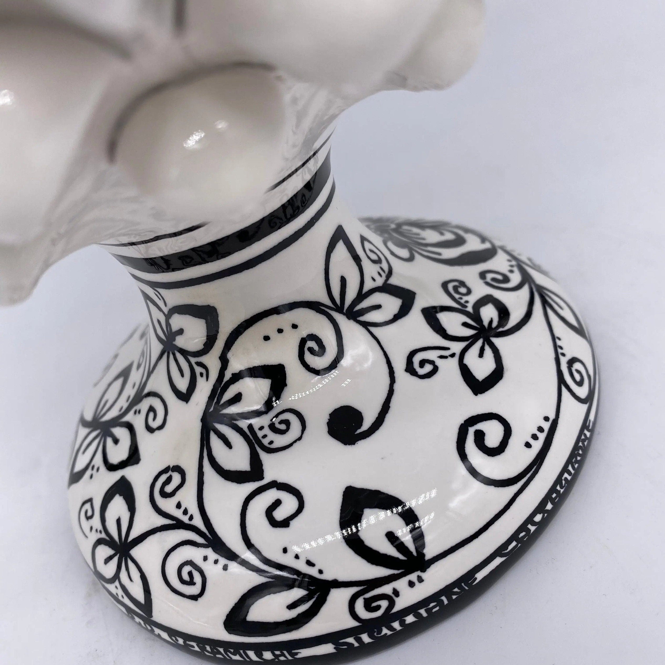 Pigna Ceramica Caltagirone cm H.25 Artigianale Bianco Base Decorata DD CERAMICHE SICILIANE