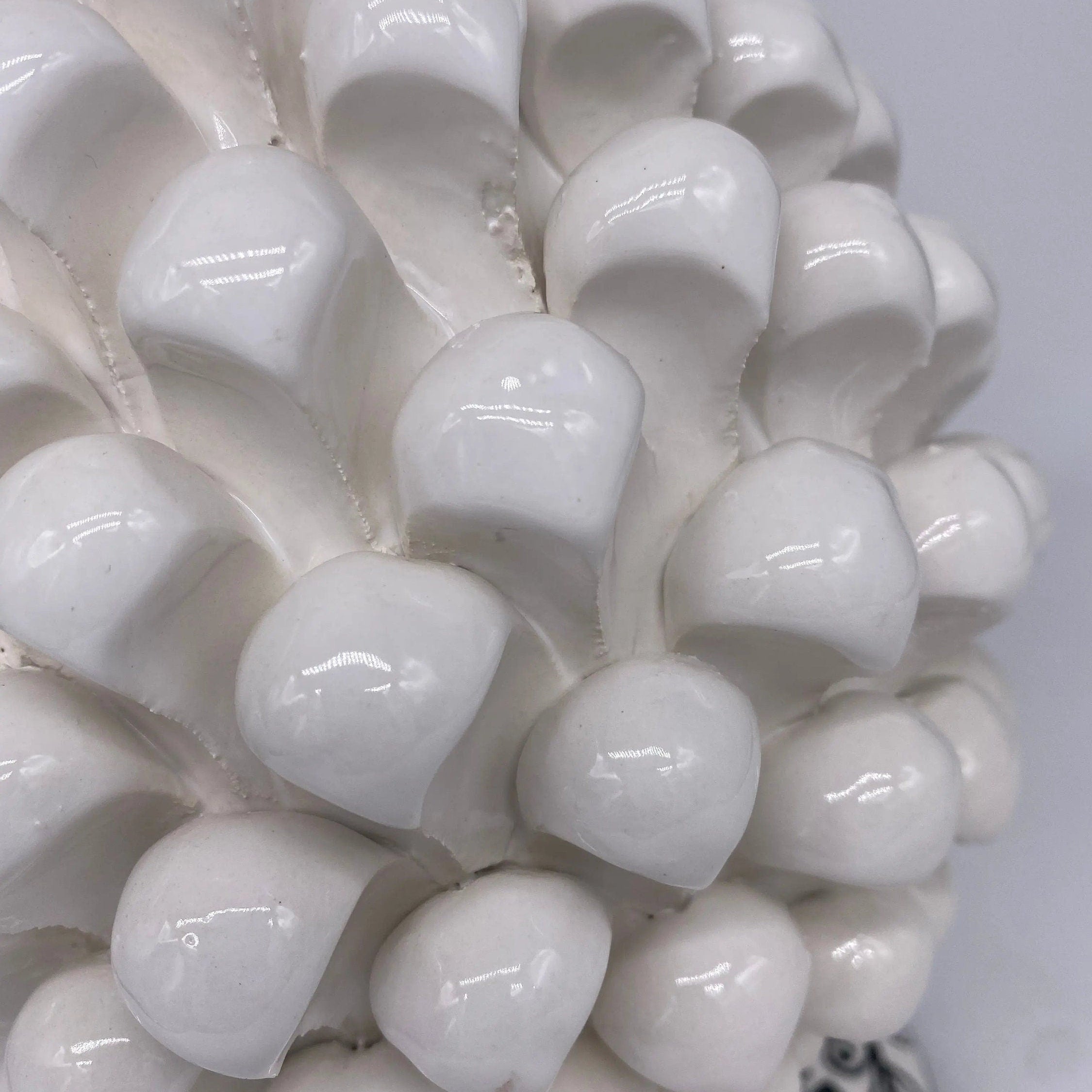 Pigna Ceramica Caltagirone cm H.25 Artigianale Bianco Base Decorata DD CERAMICHE SICILIANE