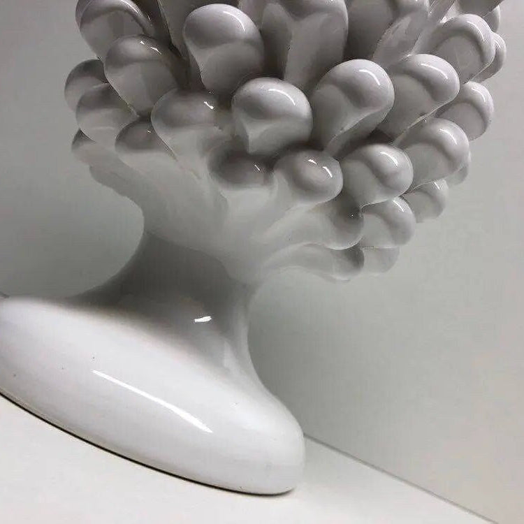 Pigna Ceramica Caltagirone cm H.25 Artigianale Bianco DD CERAMICHE SICILIANE